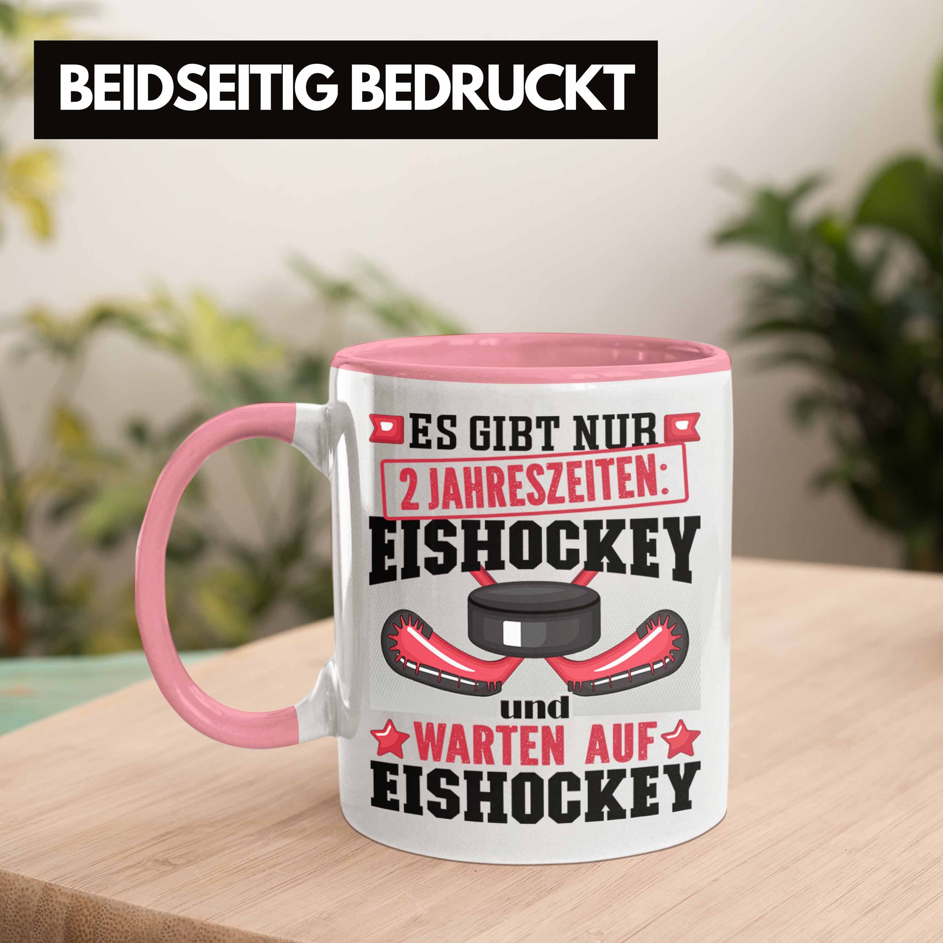 Eishockey-Spieler Trendation Eishockey Tasse Jahresze Geschenkidee für 2 Geschenk Tasse Rosa