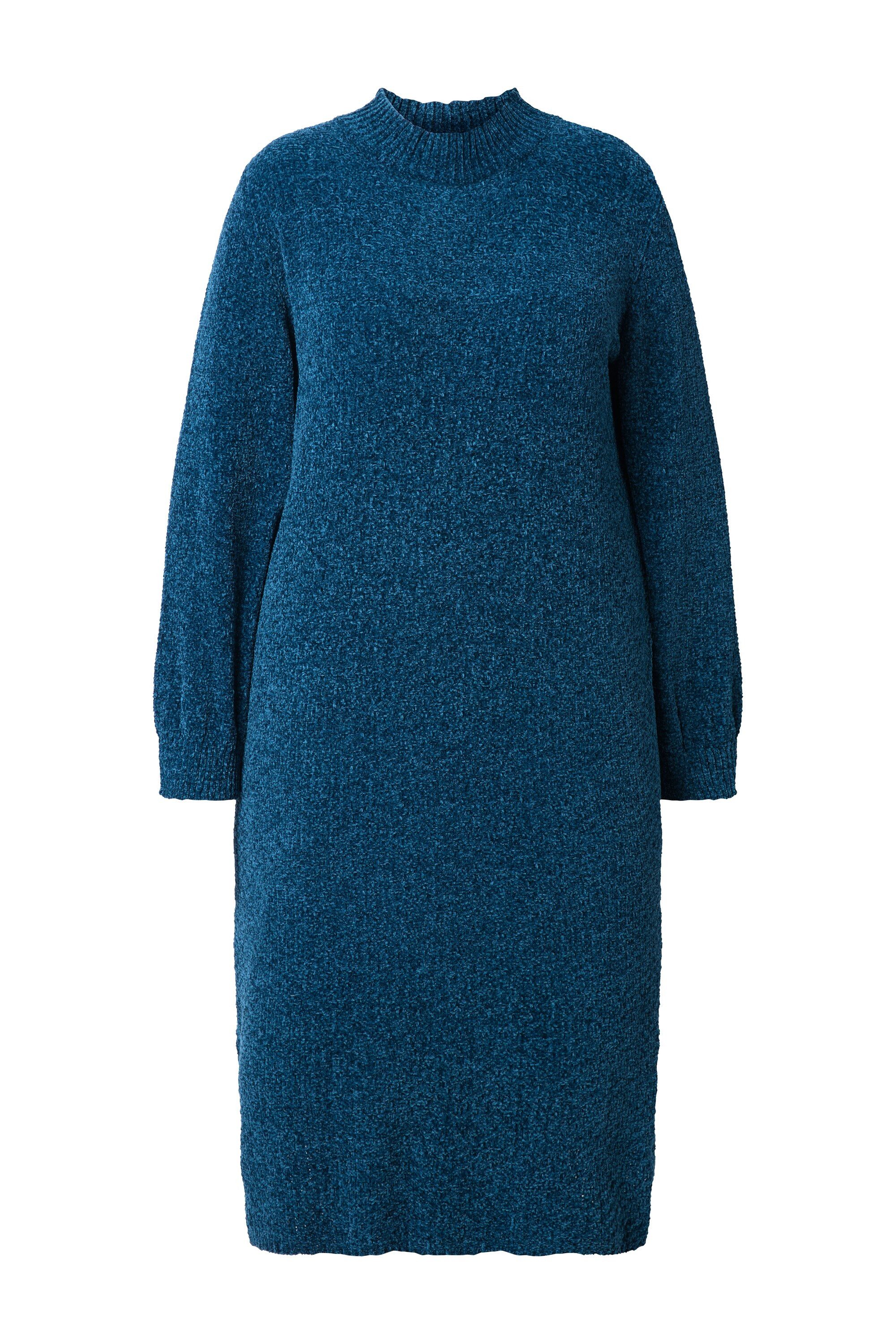 Strickkleid Chenille-Midikleid weiter Stehkragen Langarm