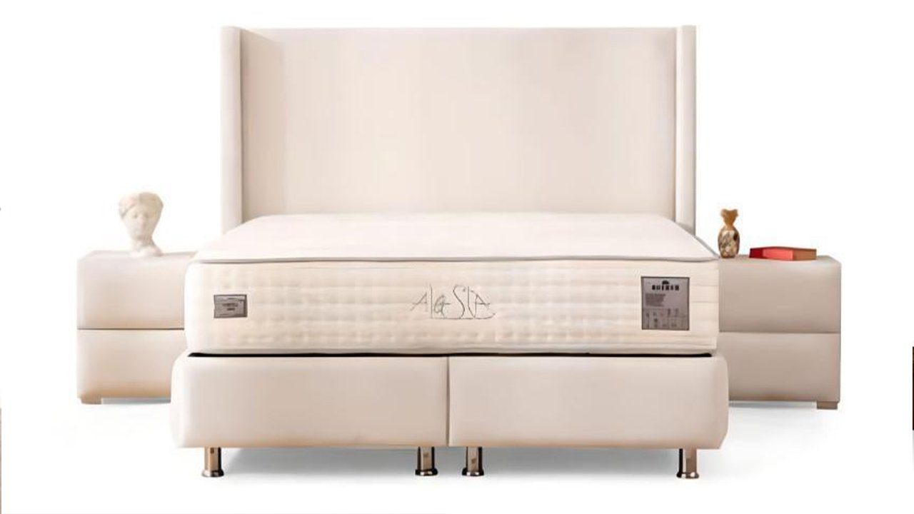 JVmoebel Nachttische Made Modern In Set Schlafzimmer-Set mit Beige, Bett 2x Hocker Schlafzimmer Europe Luxus