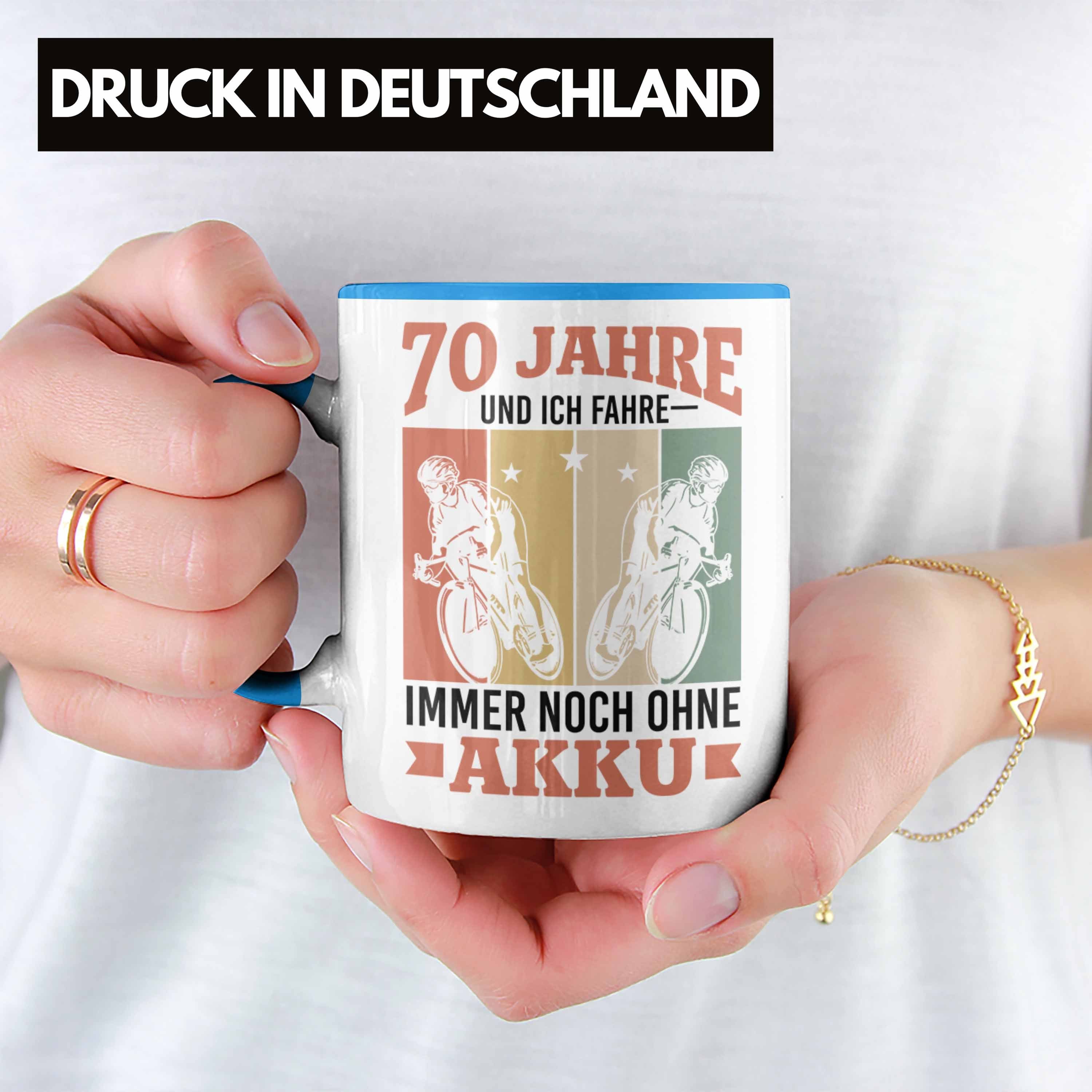 Und Akku Geschenk Noch Rennrad Trendation Fahre Jahre Ohne Rentner Tasse Radfaherer Ich Trendation Tasse 70 Immer für Blau Geschenkidee -