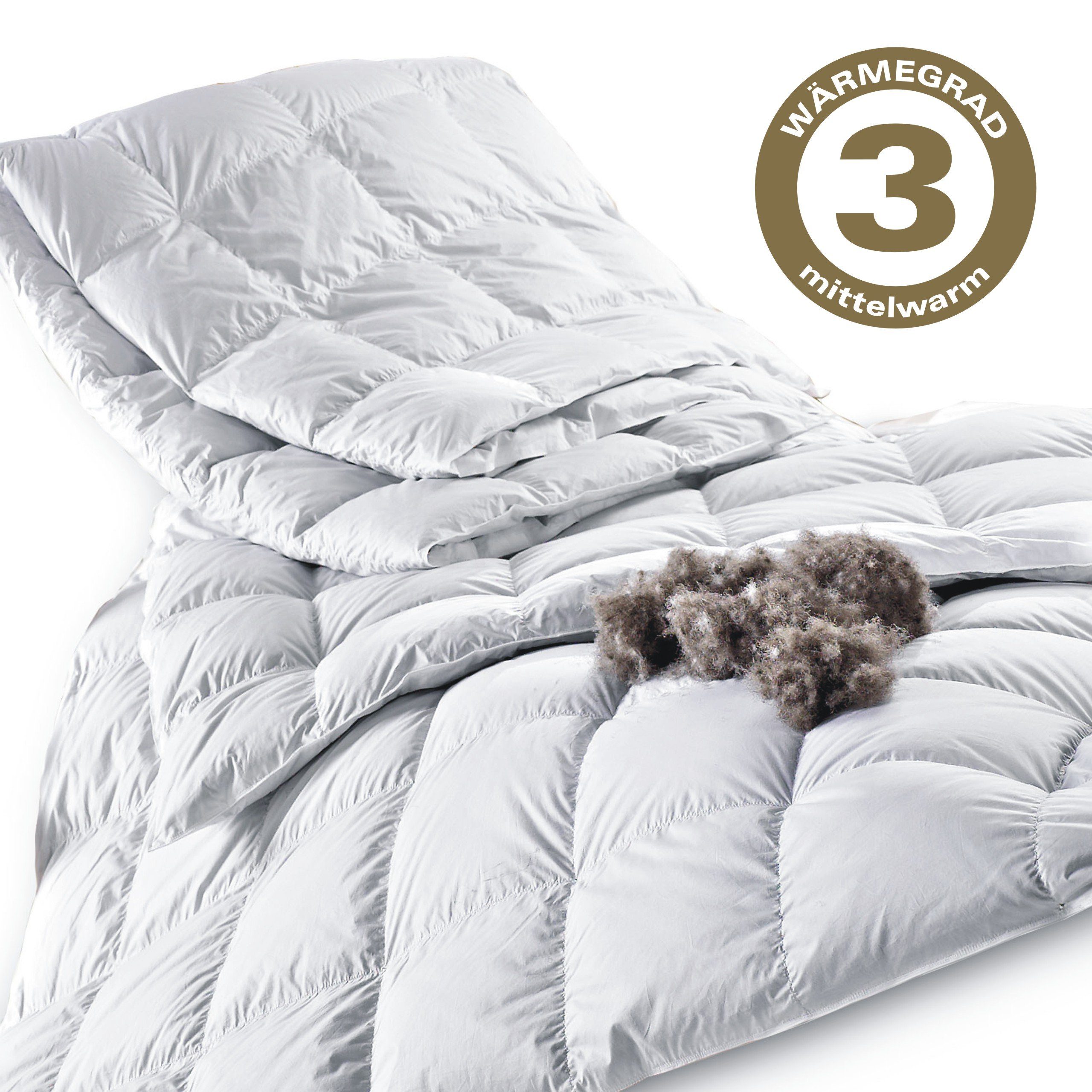 Königin der Nacht Daunenbettdecke ORIGINAL EIDERDAUNEN Übergangsdecke (Wärmegrad 3), Füllung: 100% Eiderdaunen, für Allergiker geeignet