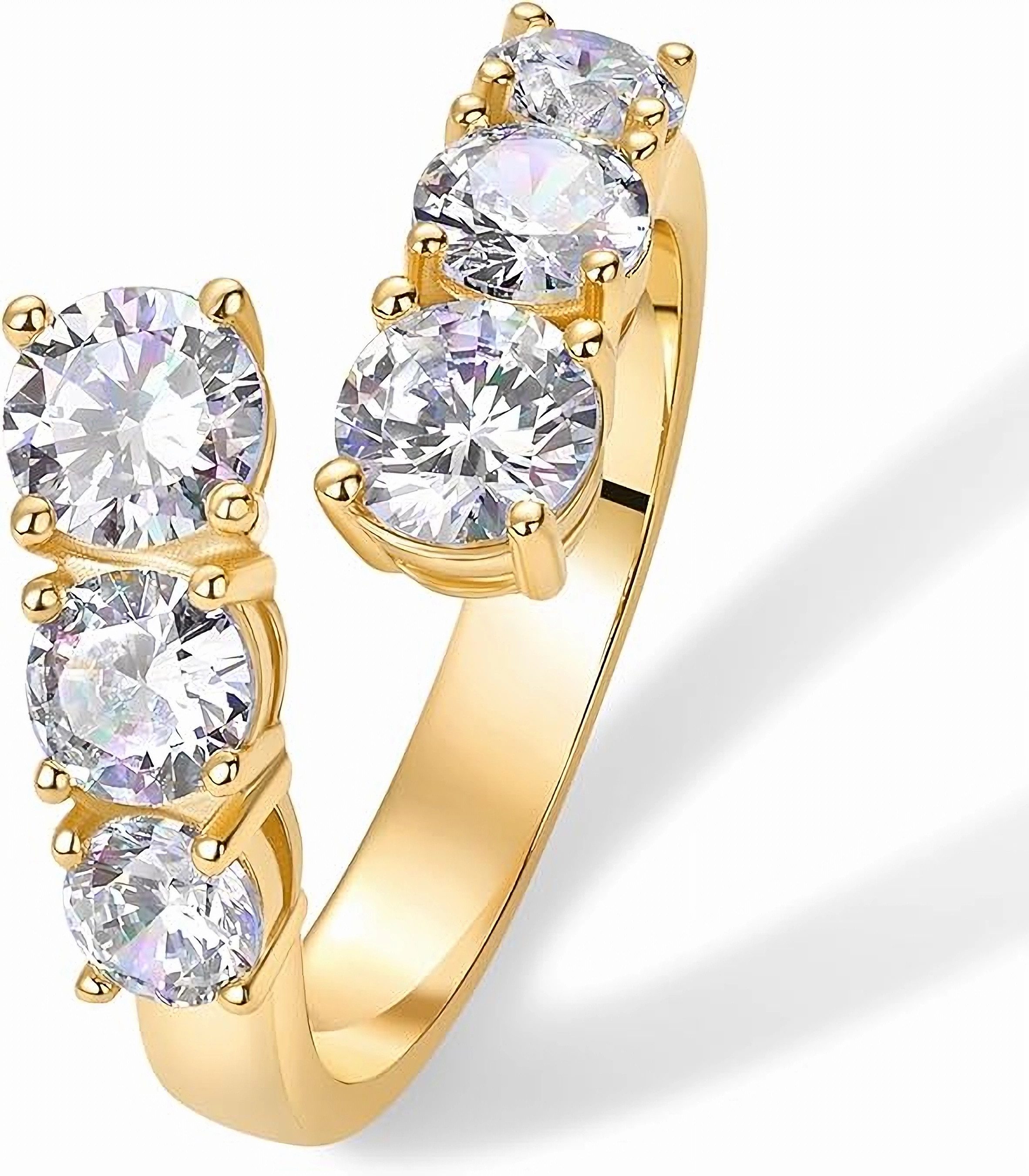 Jumpeak Diamantring 585 Gold, dickes Crossover-Band, Ewigkeitsring mit runden Diamanten, Stapelbar, d/e vvs vs, Hochzeit, Geburtstag, Jubiläumsgeschenke