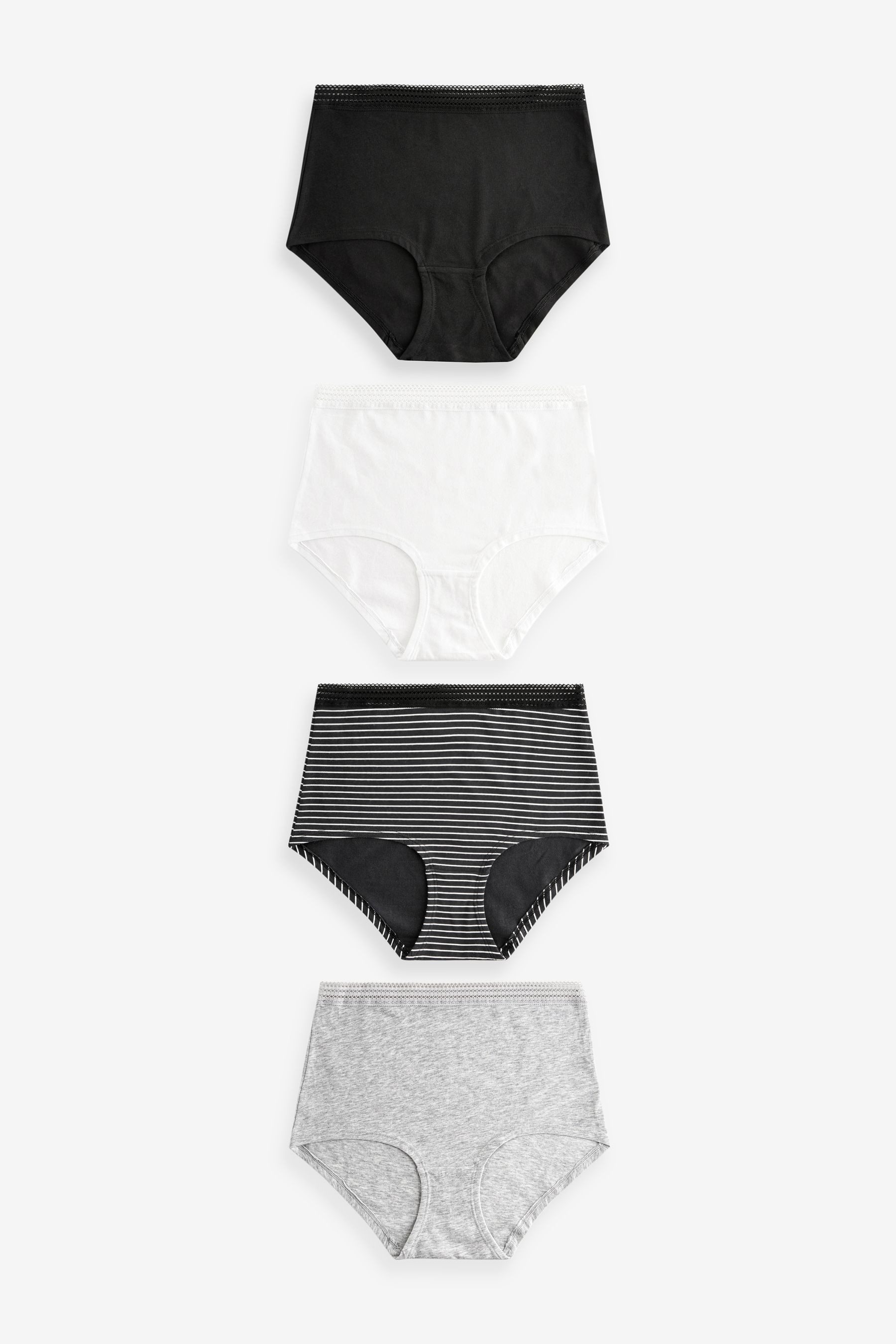High-Waist-Slip 4er-Pack Geo-Slips mit Spitze - Maxislip