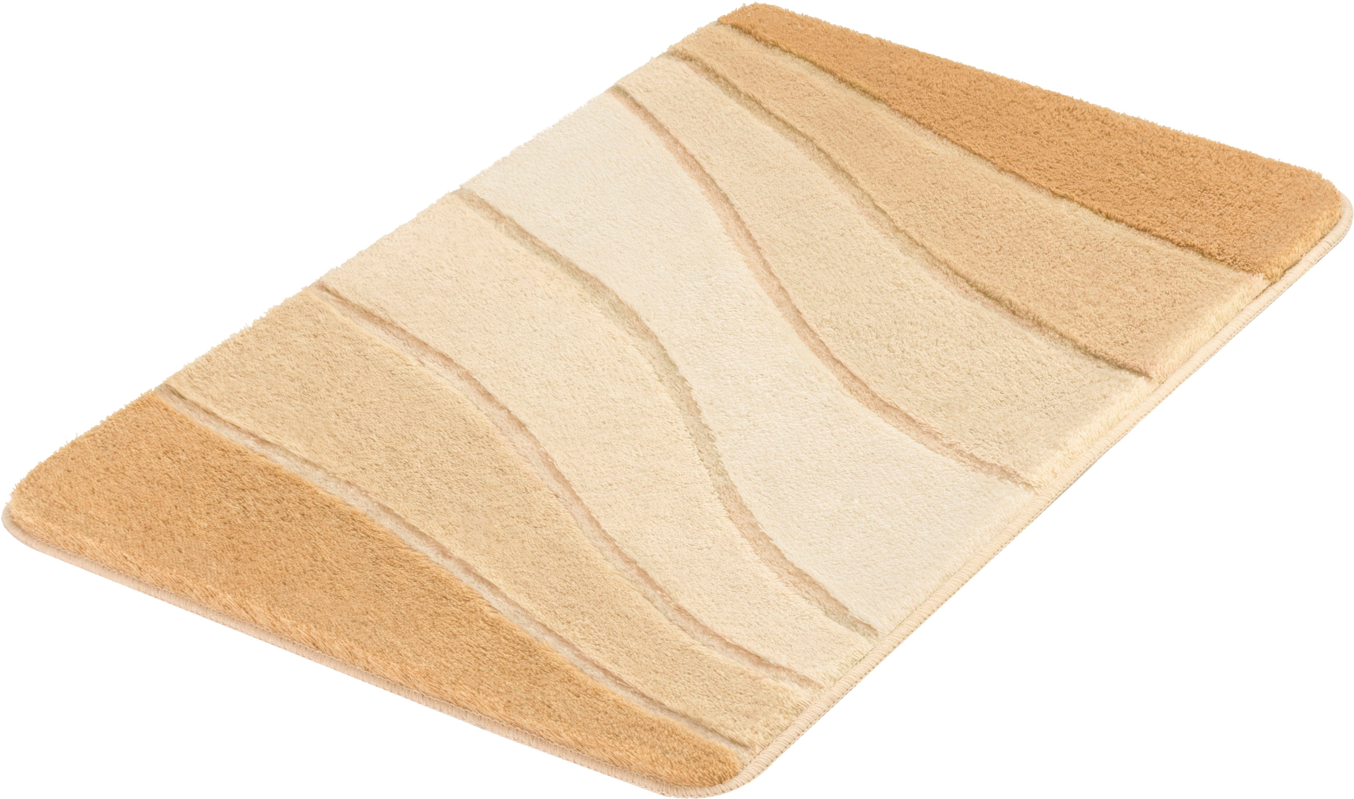 Kleine Wolke Badematte Ocean, Badvorleger, Badezimmer Teppich, Höhe 21 mm, rutschhemmend beschichtet, fußbodenheizungsgeeignet, Kunstfaser, Badteppich, Wellen Design, mit Farbverlauf, Hoch-Tief Effekt, waschbar