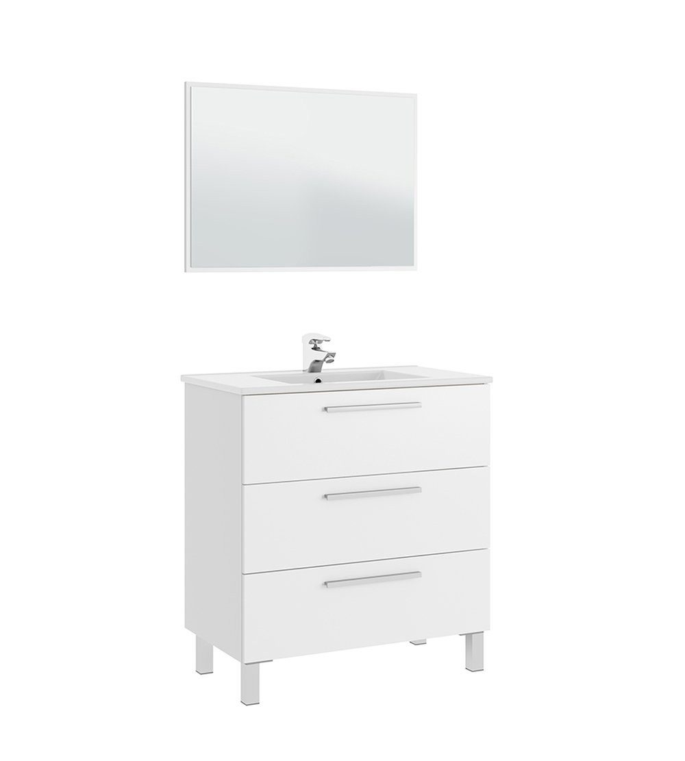 FORES HABITAT Waschbeckenunterschrank in weiß glänzend - 80x86x45 (BxHxT) günstig online kaufen