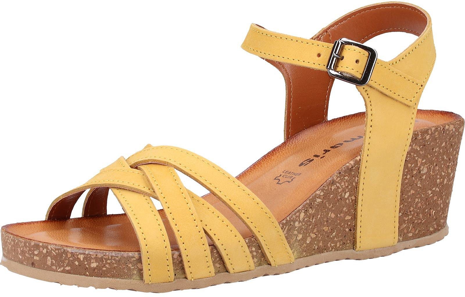 Tamaris »Leder« Keilsandalette, Absatzform: Keilabsatz TAMARIS PUMPS PEEP Toe beige mit weißen Punkten Gr. 39 Leder