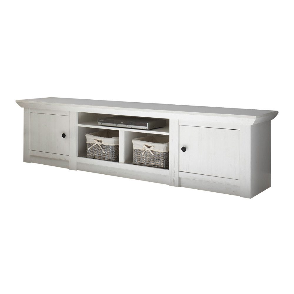 Lomadox Lowboard WINGST-61, Landhaus Fernseh im Dekor Pinie weiß Nb. B/H/T günstig online kaufen