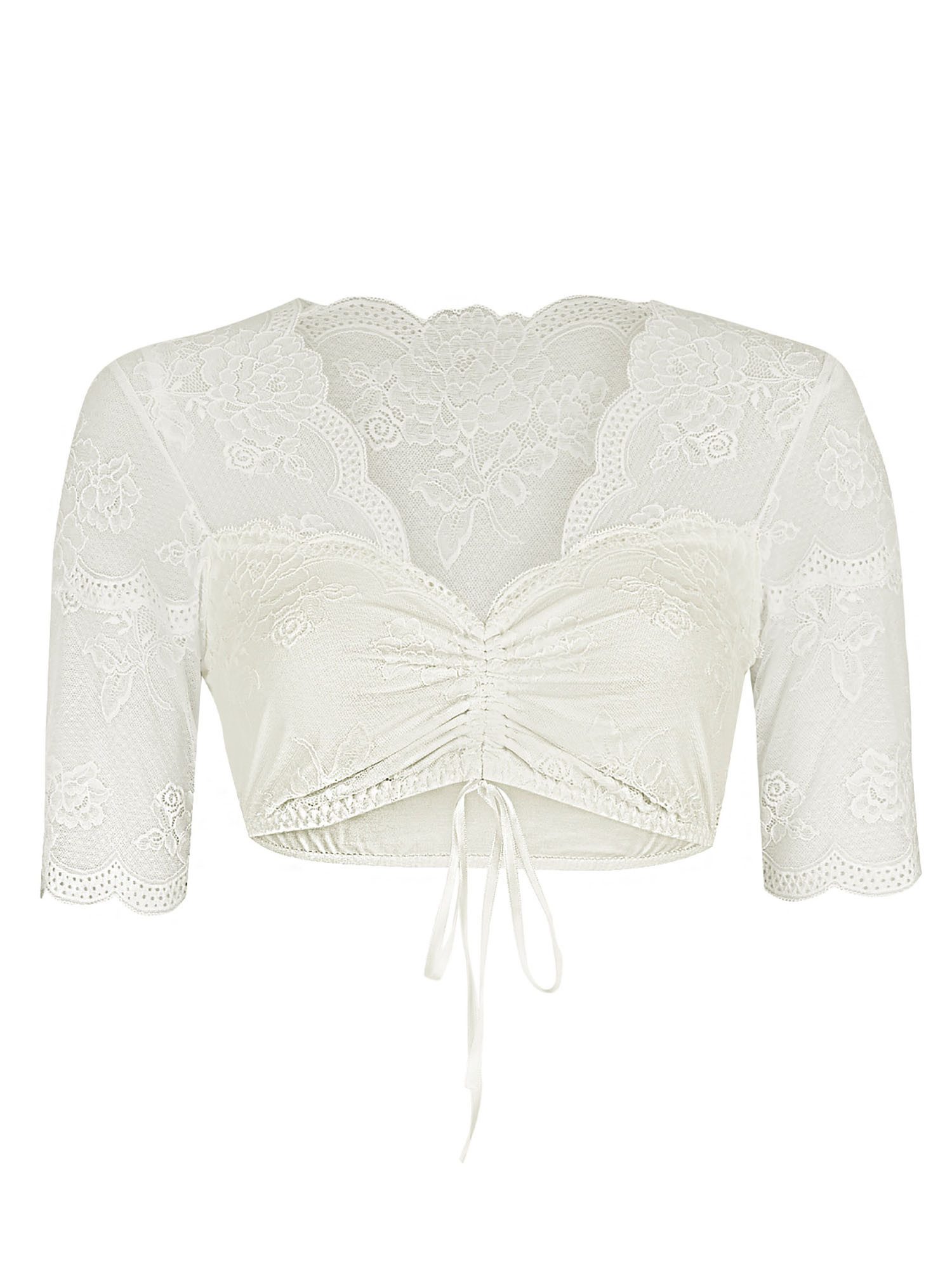Nina Von C. Dirndlbluse Dirndlbluse, halbarm Tracht (Stück, 1-tlg) feine florale Spitze, Herzausschnitt mit Spitze verziert