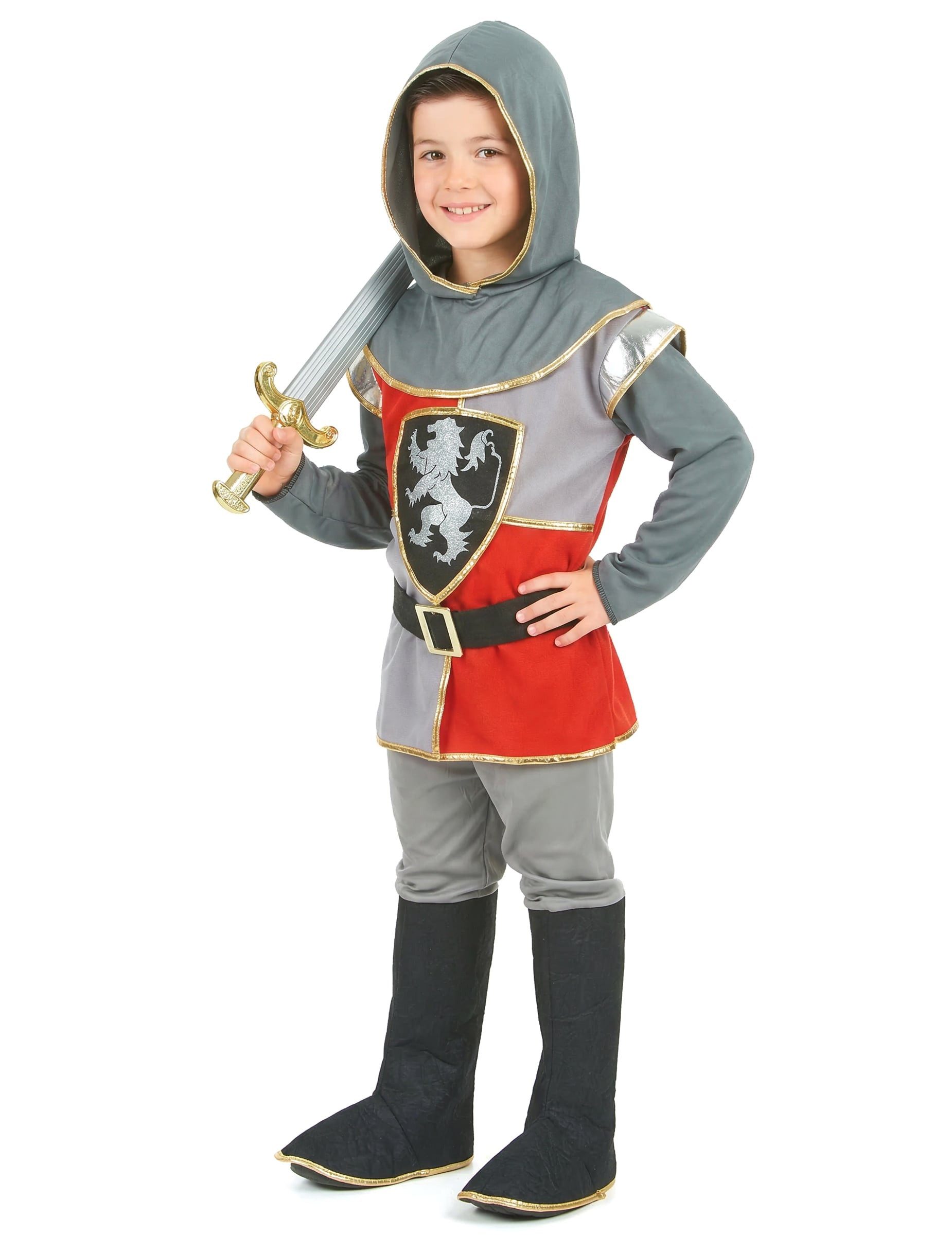 Kostüm Kleiner Ritter Kinderkostüm Mittelalter silber-rot-schwarz