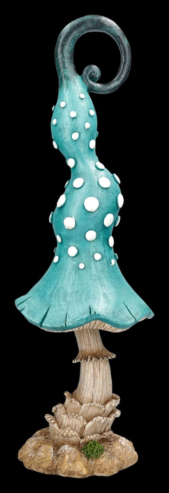 Figuren Shop GmbH Gartenfigur Gartenfigur Pilz – Türkise Deko Statue handbemalt 44 cm wetterfest