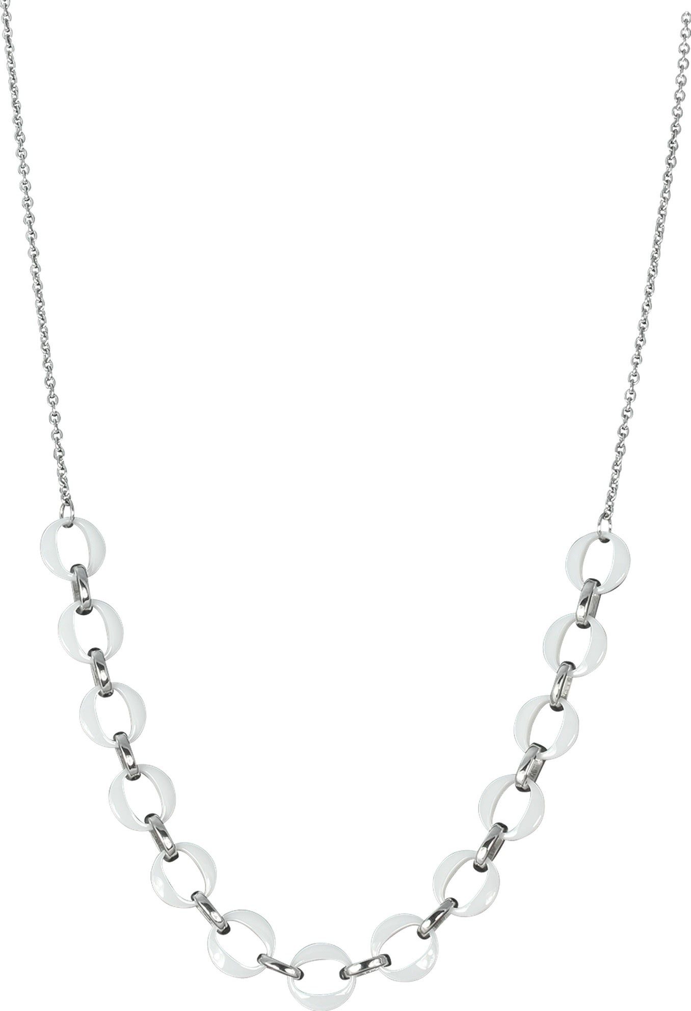 Amello Edelstahlkette Amello Ringe Halskette silber weiß (Halsketten, Halskette), Damen Halsketten (Ringe) aus Edelstahl (Stainless Steel)