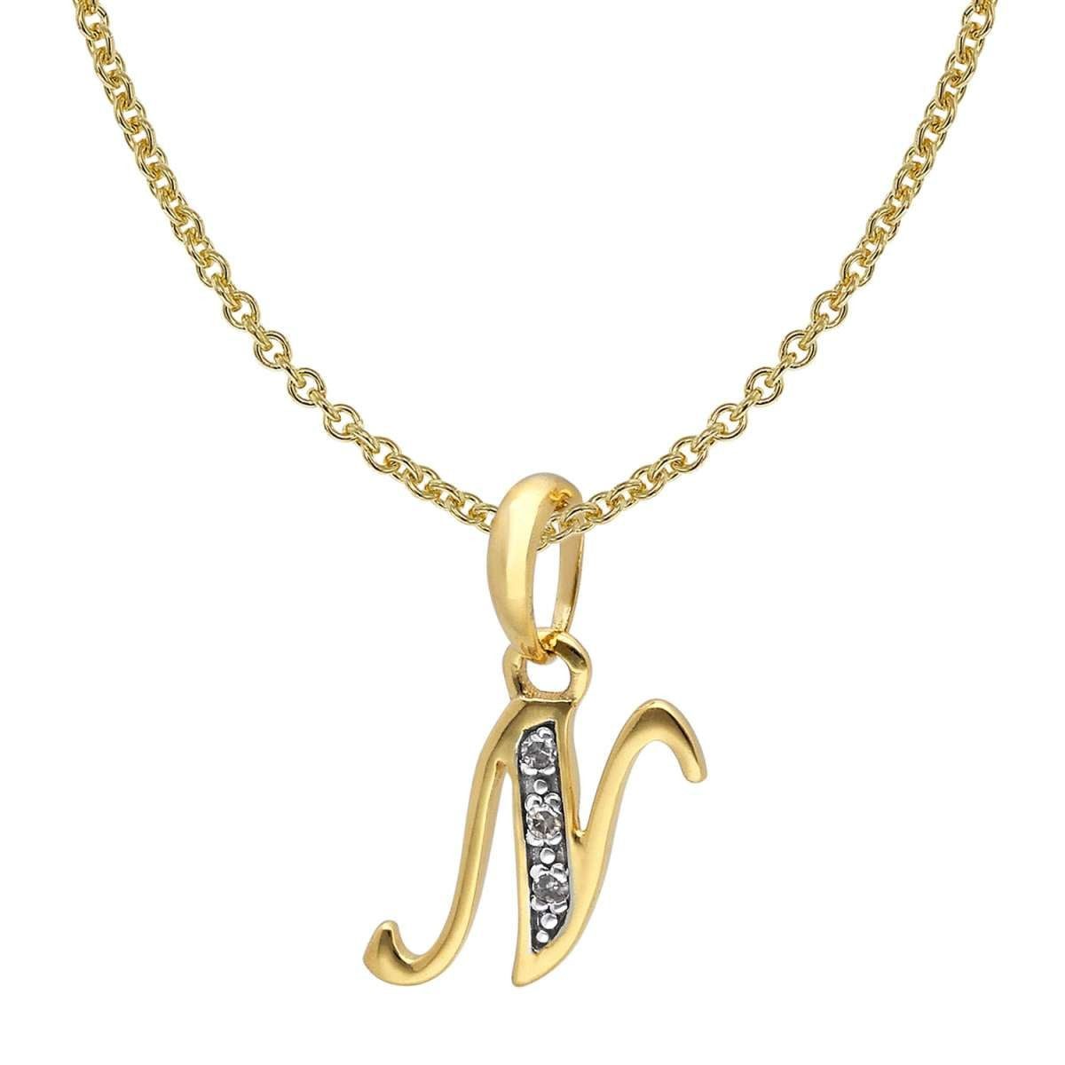 trendor Kette mit Anhänger 41520-N, Buchstaben N Gold 333/8K mit vergoldeter Silberkette