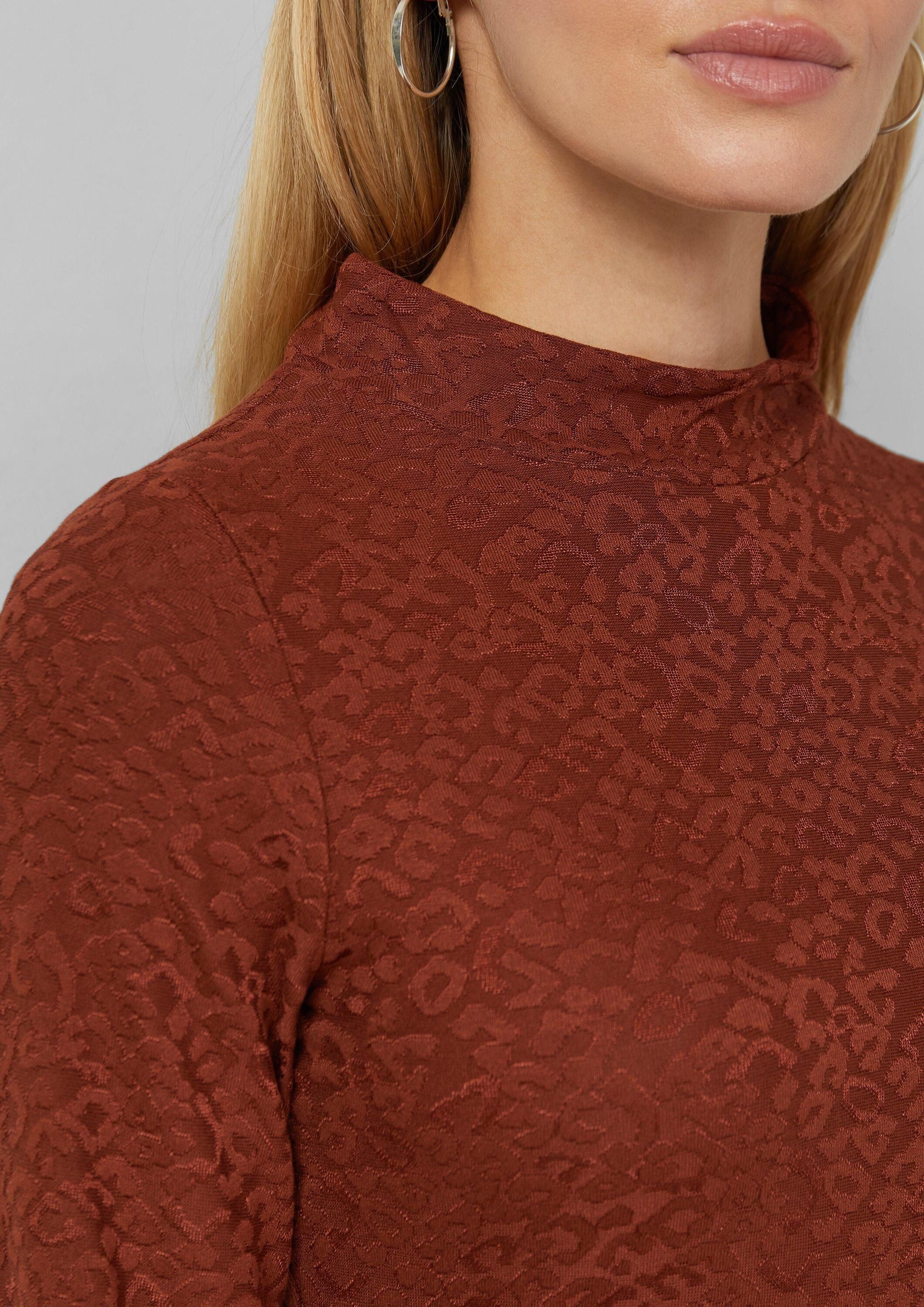s.Oliver Langarmshirt T-Shirt Leicht glänzendes Jacquard-Shirt