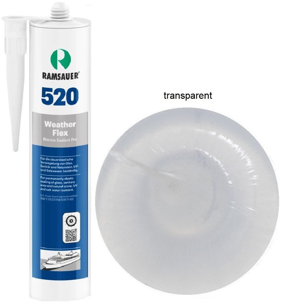 Ramsauer Dichtstoff Ramsauer Marine 520 Weather Flex Silikon 310ml Kartusche transparent, gebrauchsfertig, Geeignet für das Verkleben und Verfugen von Naturstein