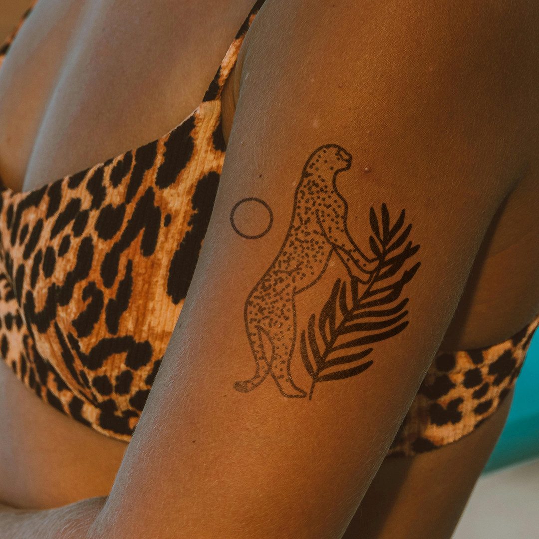 Inkster Schmuck-Tattoo Jaguar auf einem Baum Tattoo, wasserfestes temporäres Tattoo, 2 Wochen Halt