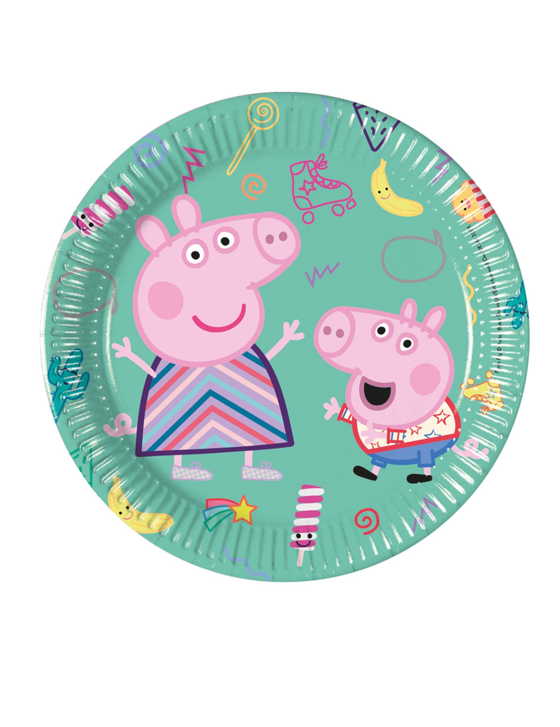 Procos Kostüm Peppa Wutz-Partyteller Pappteller 8 Stück grün-bunt 20cm