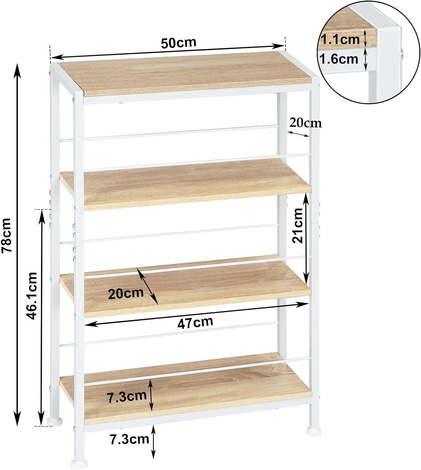 Woltu Küchenregal, 1-tlg., Standregal mit 4 Ebenen, schmal, für Küche Wohnzimmer