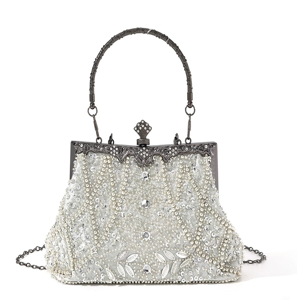 Abendtasche Glitzer-Abendtasche, Elegante Clutch Damen mit Kette,Vintage-Tasche