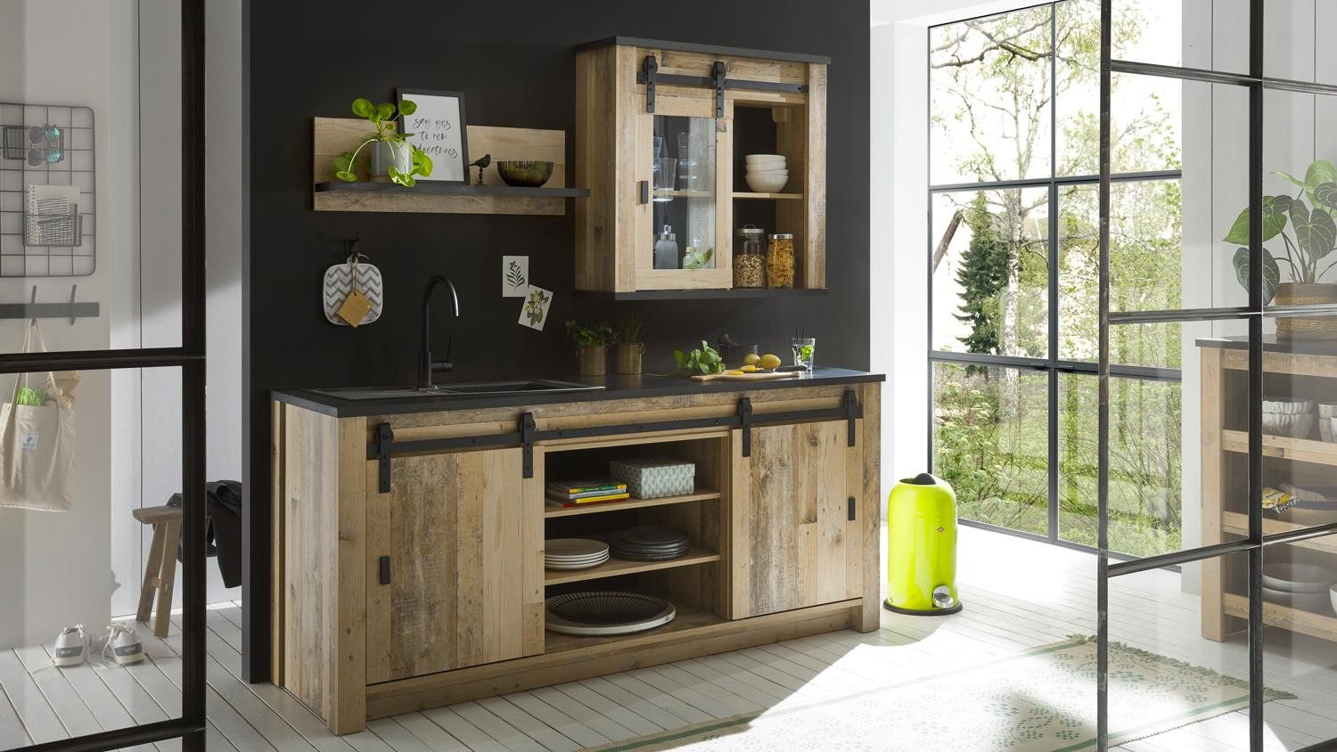 Möbel Akut Küchenzeile Küchenzeile Sherwood Old Grey hell 3-teilig 161 cm