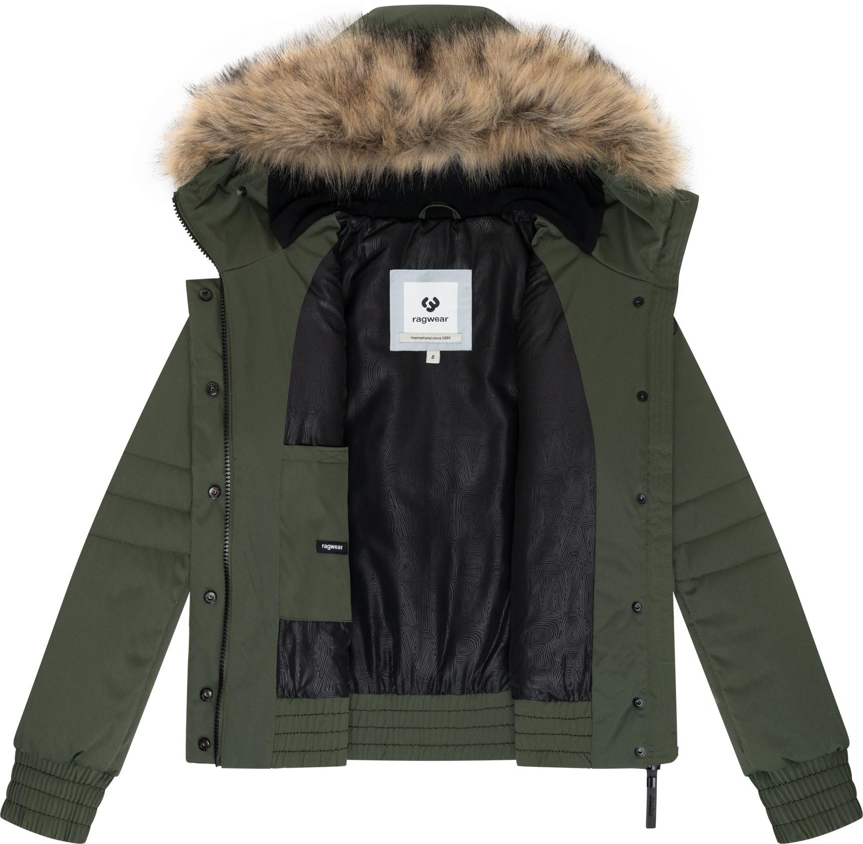 Ragwear Winterjacke Deluxia YOUMODO modische Damen Bomberjacke mit Kunstfell