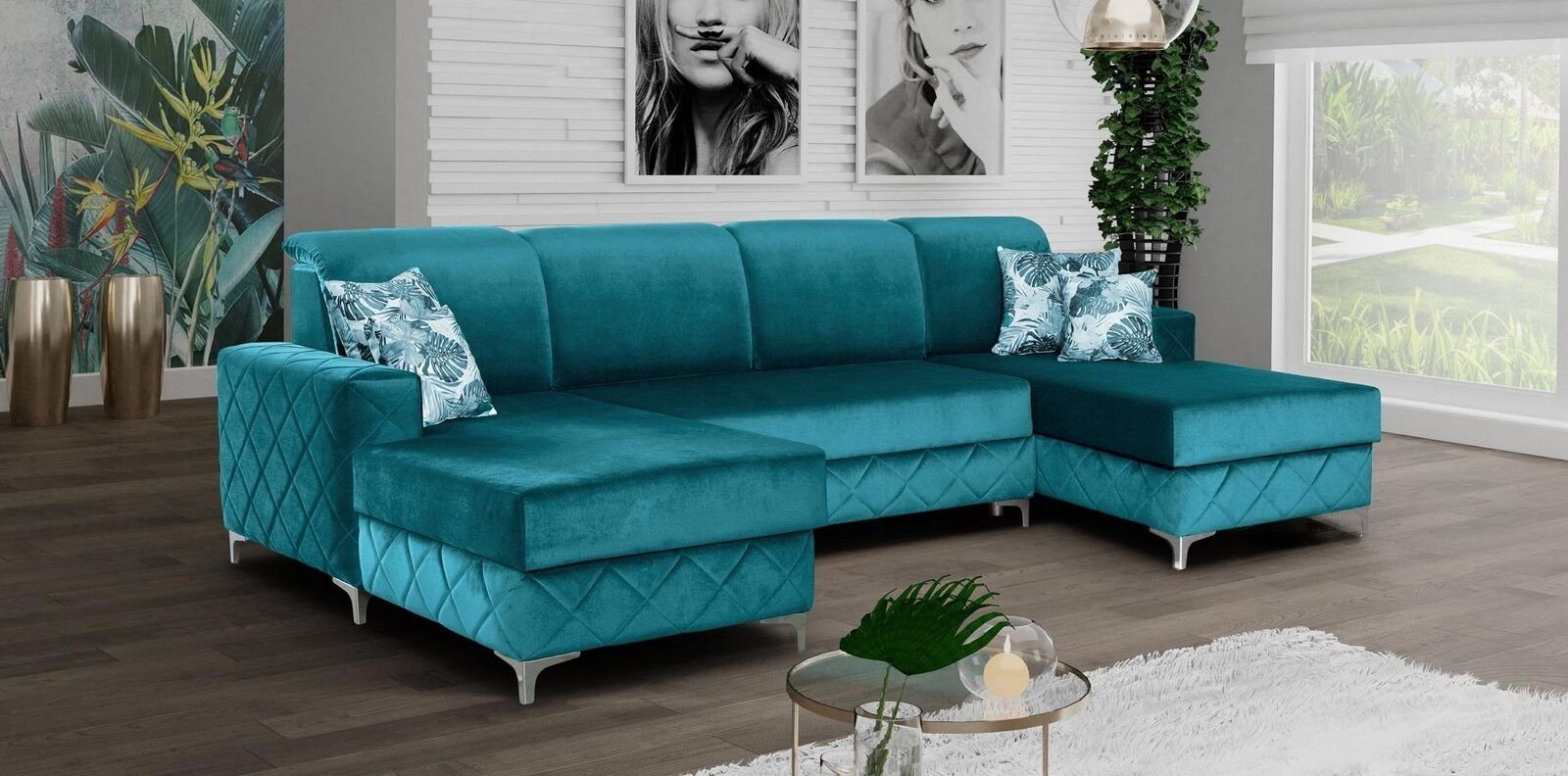 Luxus Couch Ecksofa, JVmoebel Ecksofa Wohnlandschaft Modern Sofa Sitz U-form Relax Möbel