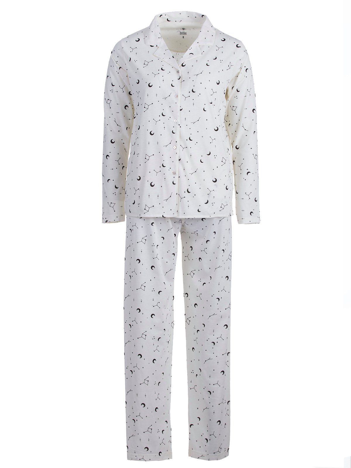 Sterne - Pyjama Set zeitlos Mond Langarm off-white Schlafanzug