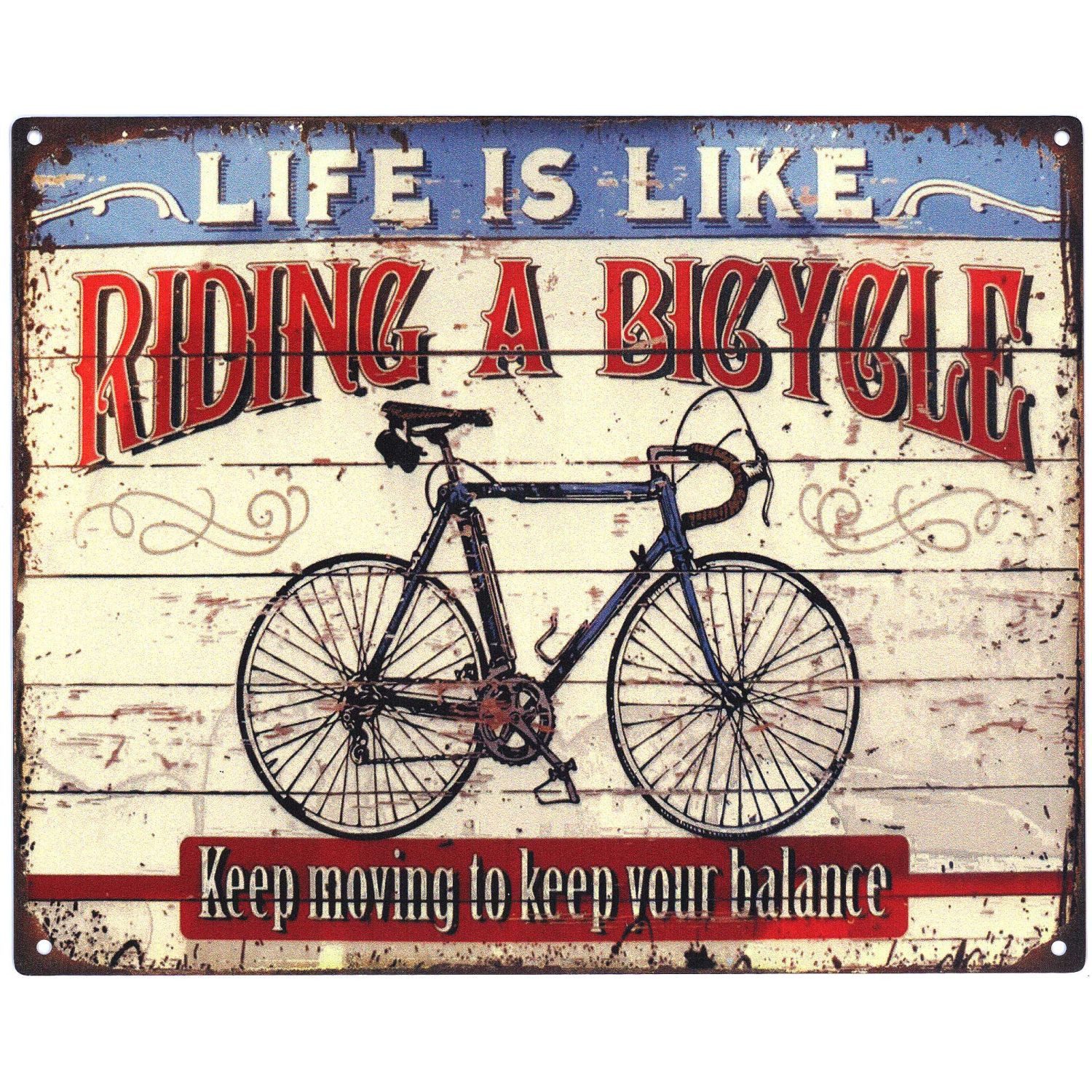 Moritz Metallschild Blechschild Life is Like Riding a Bicycle, (Einzeln), 20 x 25cm Vintage Retro Deko Schild Metallschild Wandbild Schild