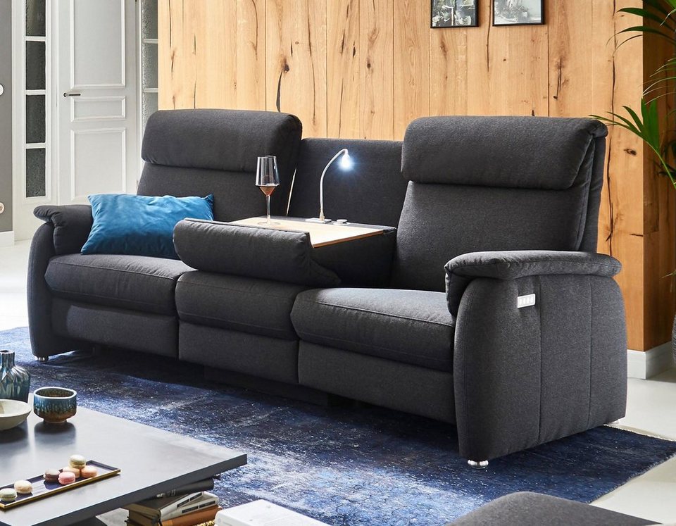 DELAVITA Sofa »Turin«, mit integrierter Tischablage, Leuchte und  USB-Ladestation, wahlweise mit motorischer Relaxfunktion, auch in Leder  erhältlich online kaufen | OTTO