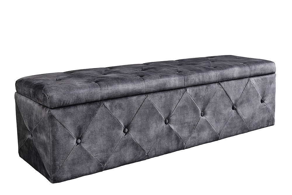 riess-ambiente Bettbank EXTRAVAGANCIA 140cm grau (Einzelartikel, 1-St), Polsterbank · Schlafzimmer · Samt · mit Stauraum · Flur · Chesterfield