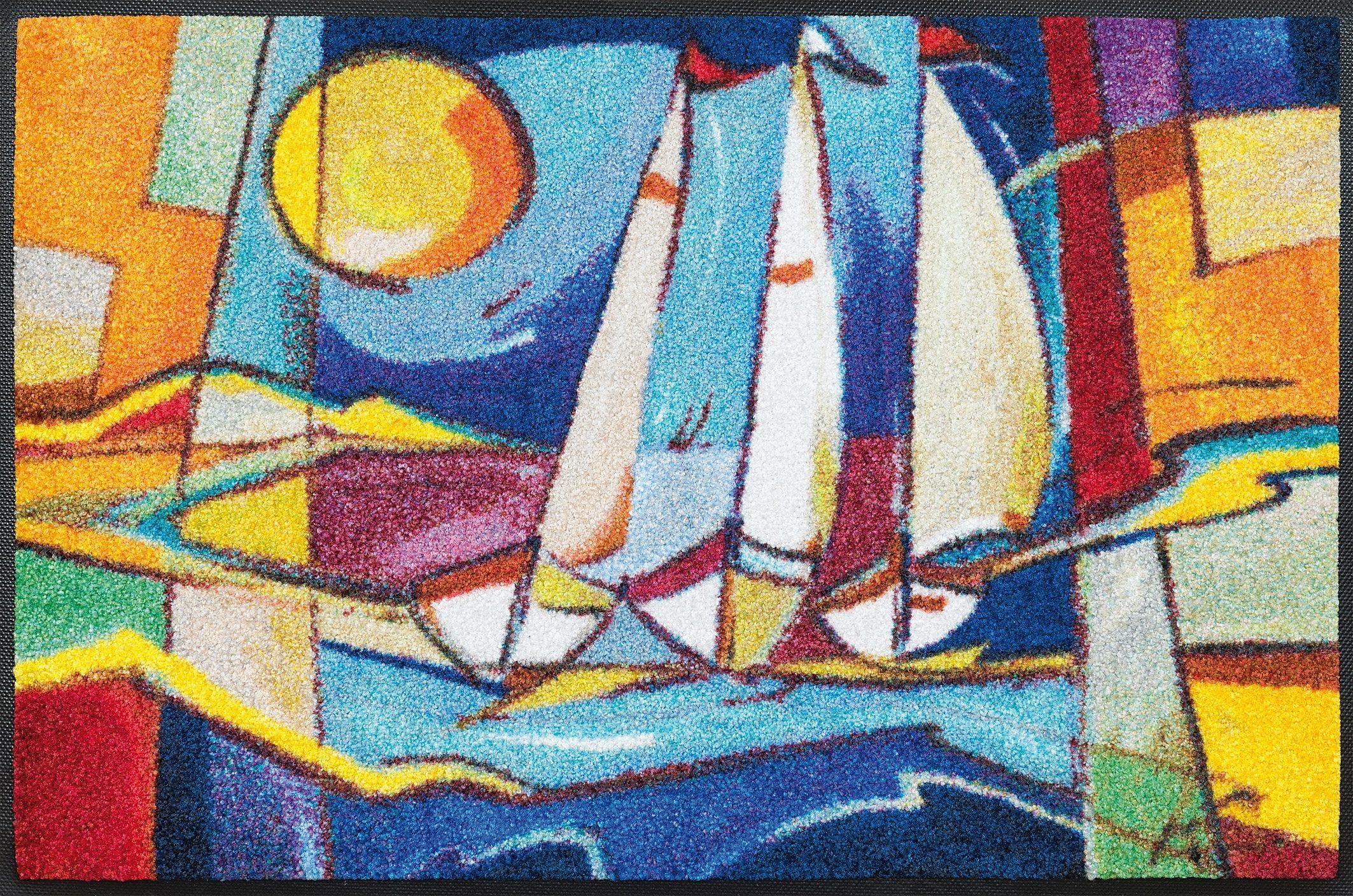 Fußmatte sailing home, Motiv rutschhemmend, Schmutzfangmatte, waschbar 7 mm, Kleen-Tex, Segelboote, wash+dry by rechteckig, Höhe