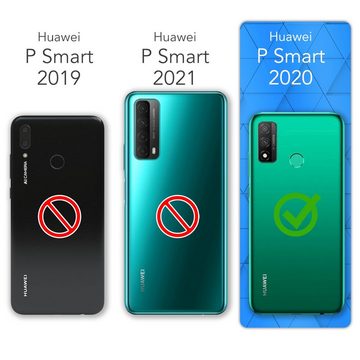 EAZY CASE Handyhülle Flipcase für Huawei P Smart (2020) 6,21 Zoll, Tasche Klapphülle Handytasche zum Aufklappen Etui Kunstleder Schwarz