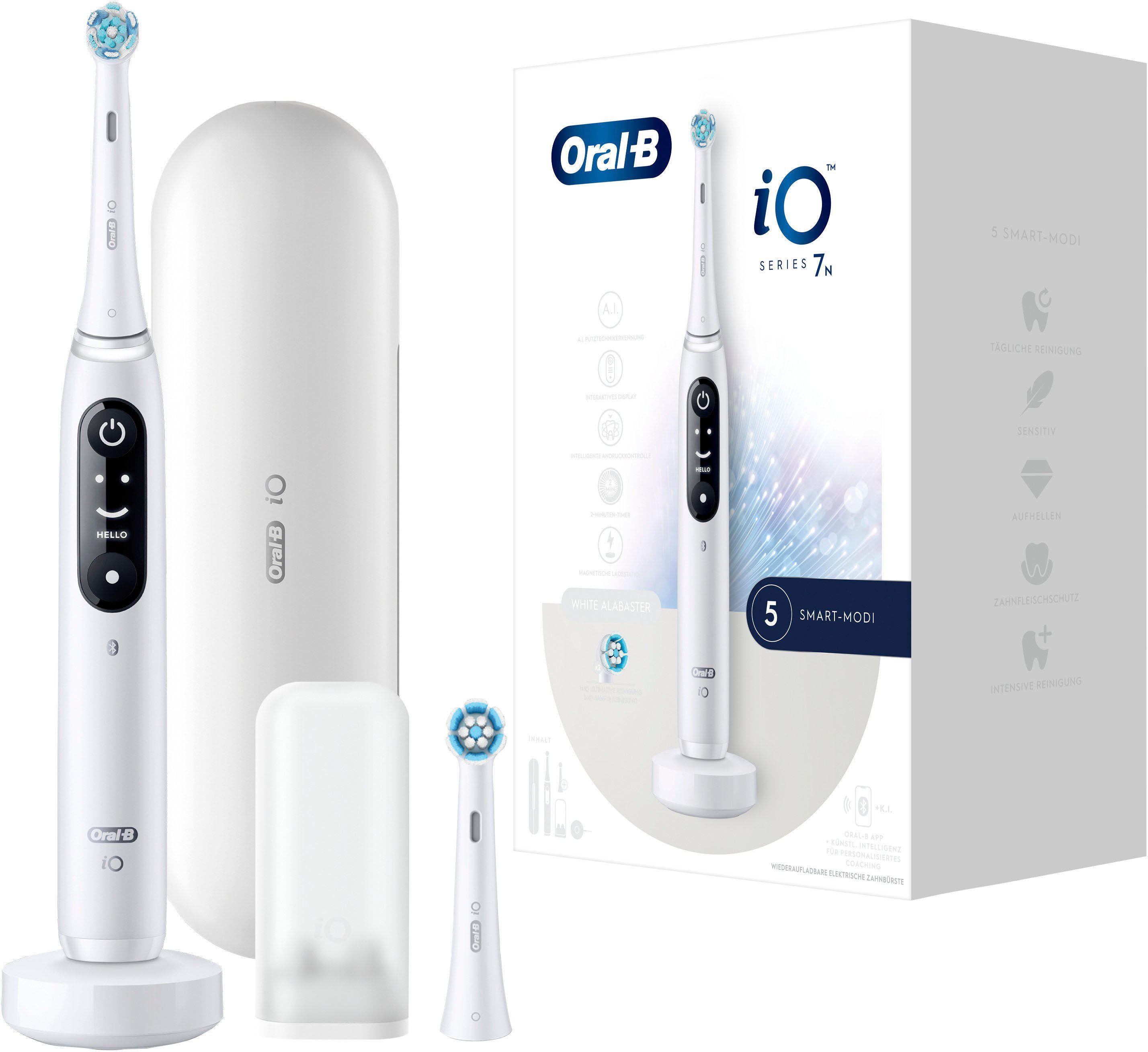 Oral B Elektrische Zahnbürste iO 7, Aufsteckbürsten: 2 St., mit Magnet ...