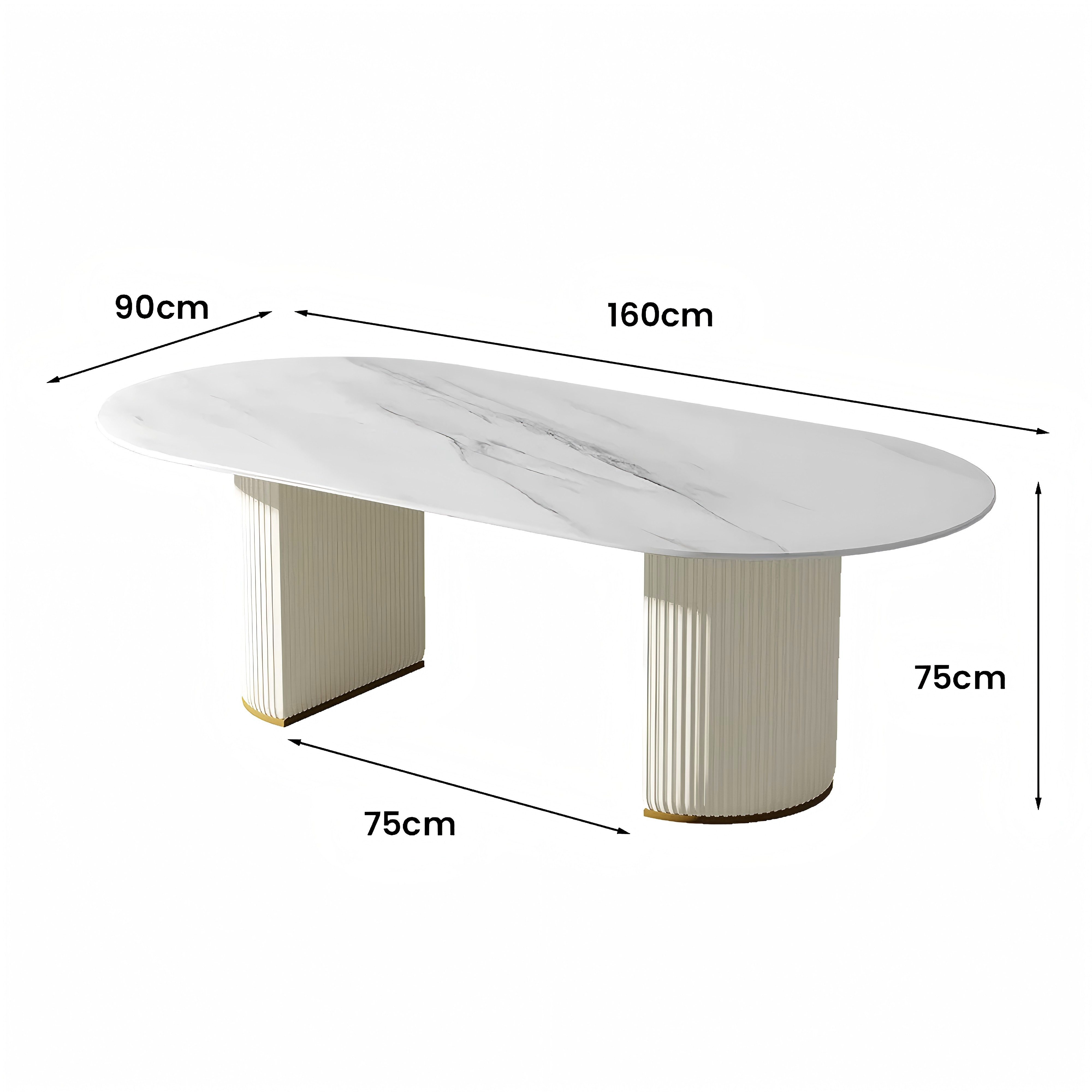 POVISON Esstisch Weißer ovaler Küchentisch, moderner Hochglanz-Esszimmertis günstig online kaufen