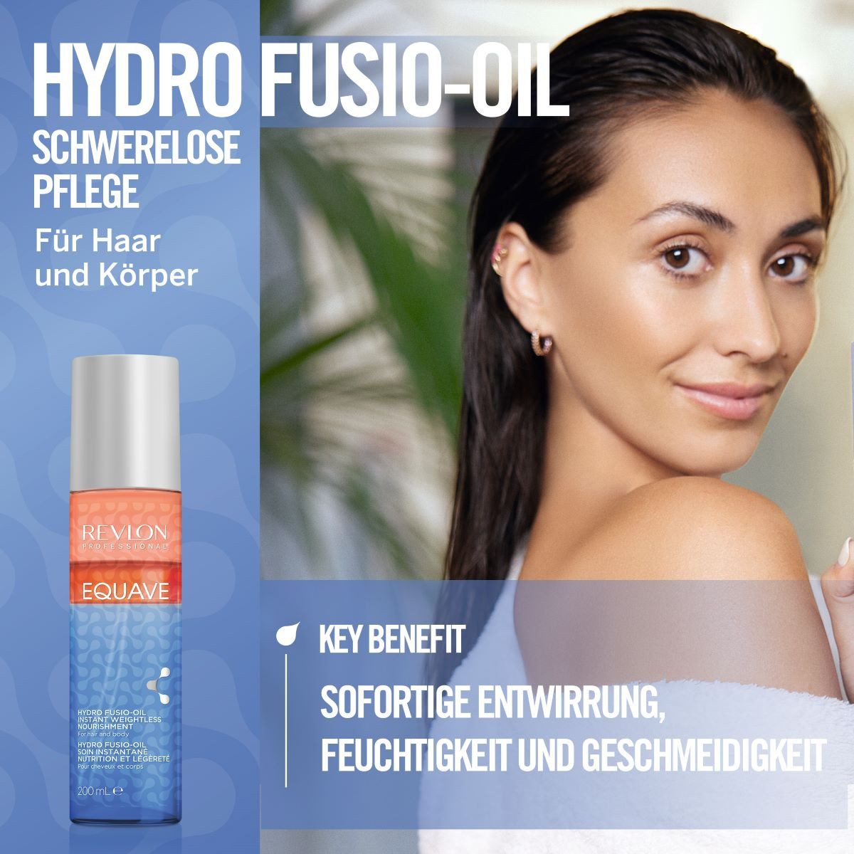 REVLON PROFESSIONAL Leave-in Pflege EQUAVE 3 PHASEN HYDRO FUSIO-OIL INSTANT CONDITIONER, Haar & Körper 200 ml