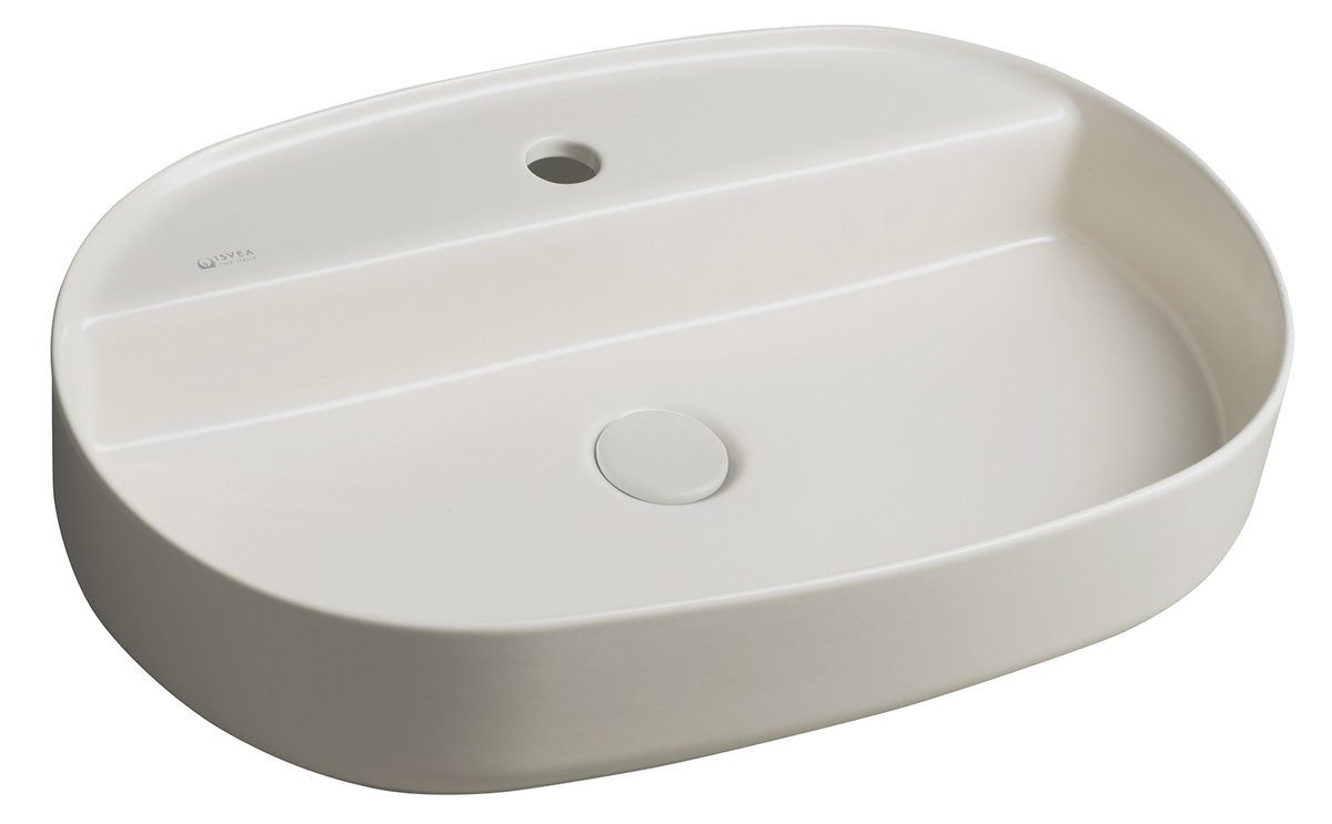 Isvea Waschtisch INFINITY OVAL Aufsatzwaschbecken, 60x40cm, Ivory, Isvea-10NF65060-2K