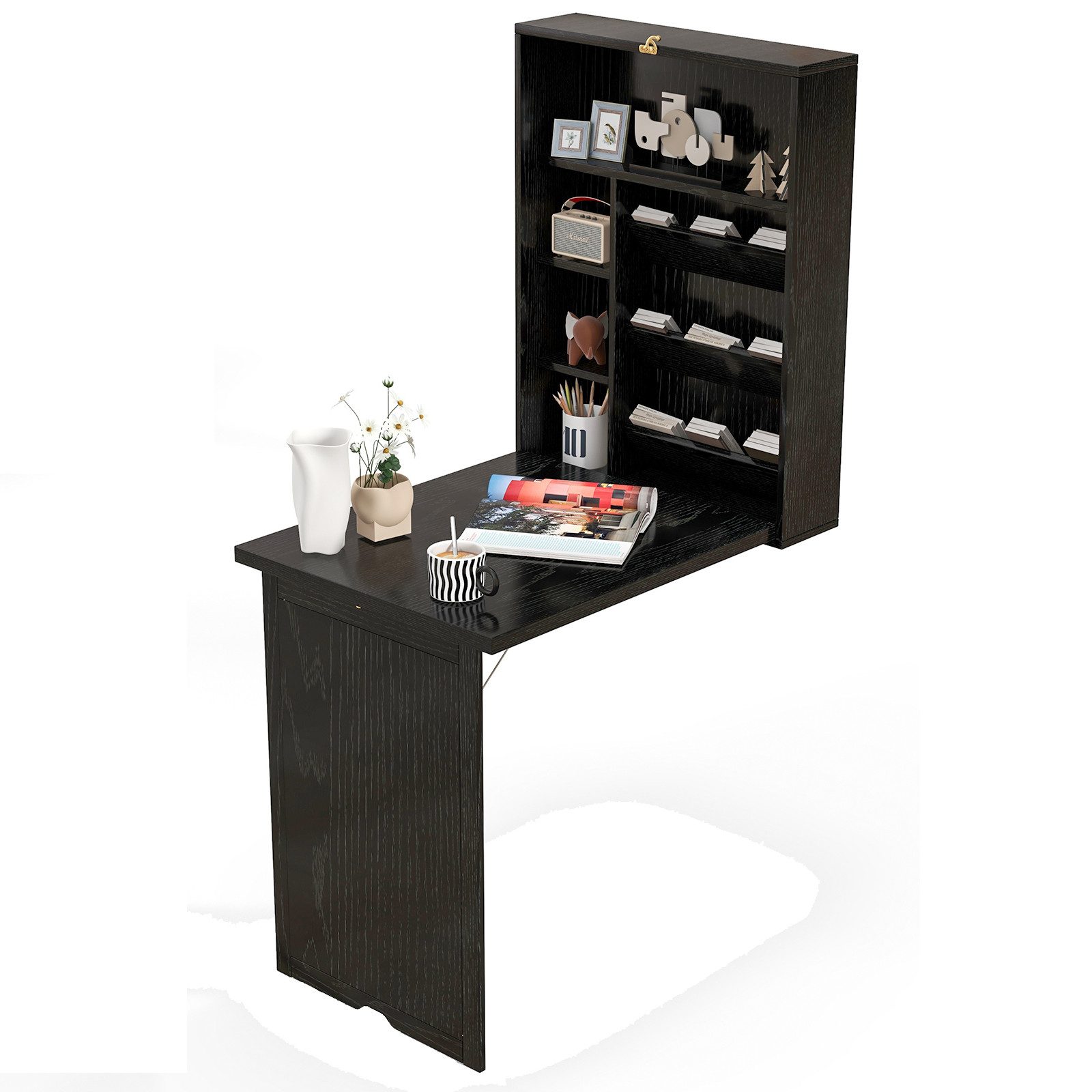 COSTWAY Klapptisch, mit Stauraum, platzsparend klappbar 60x94,5x151cm