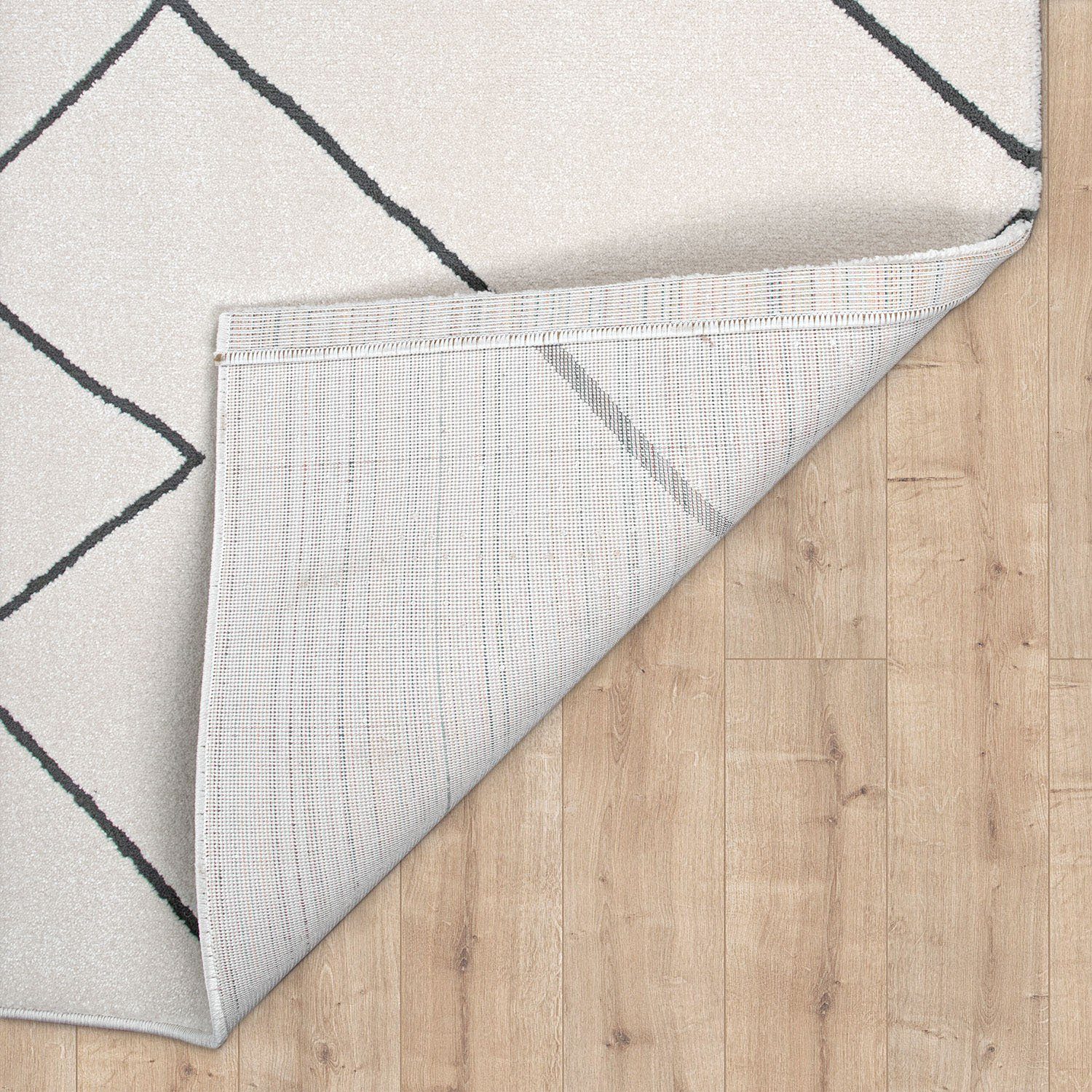Paco Home Teppich Haral 785, rund, Höhe: 9 mm, Kurzflor, Scandi Design, Rauten Motiv