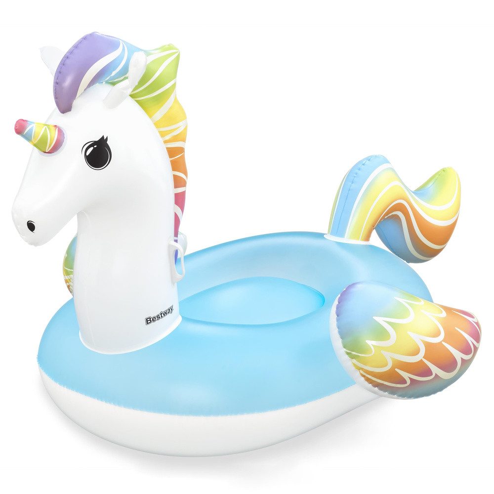 BESTWAY Luftmatratze Badeinsel Schwimmtier Wasserliege, (Spar-Set, 1-St., 224 x 164 cm robust), 2 Haltegriffe, 3 Luftkammern, bis 90 kg, XXL