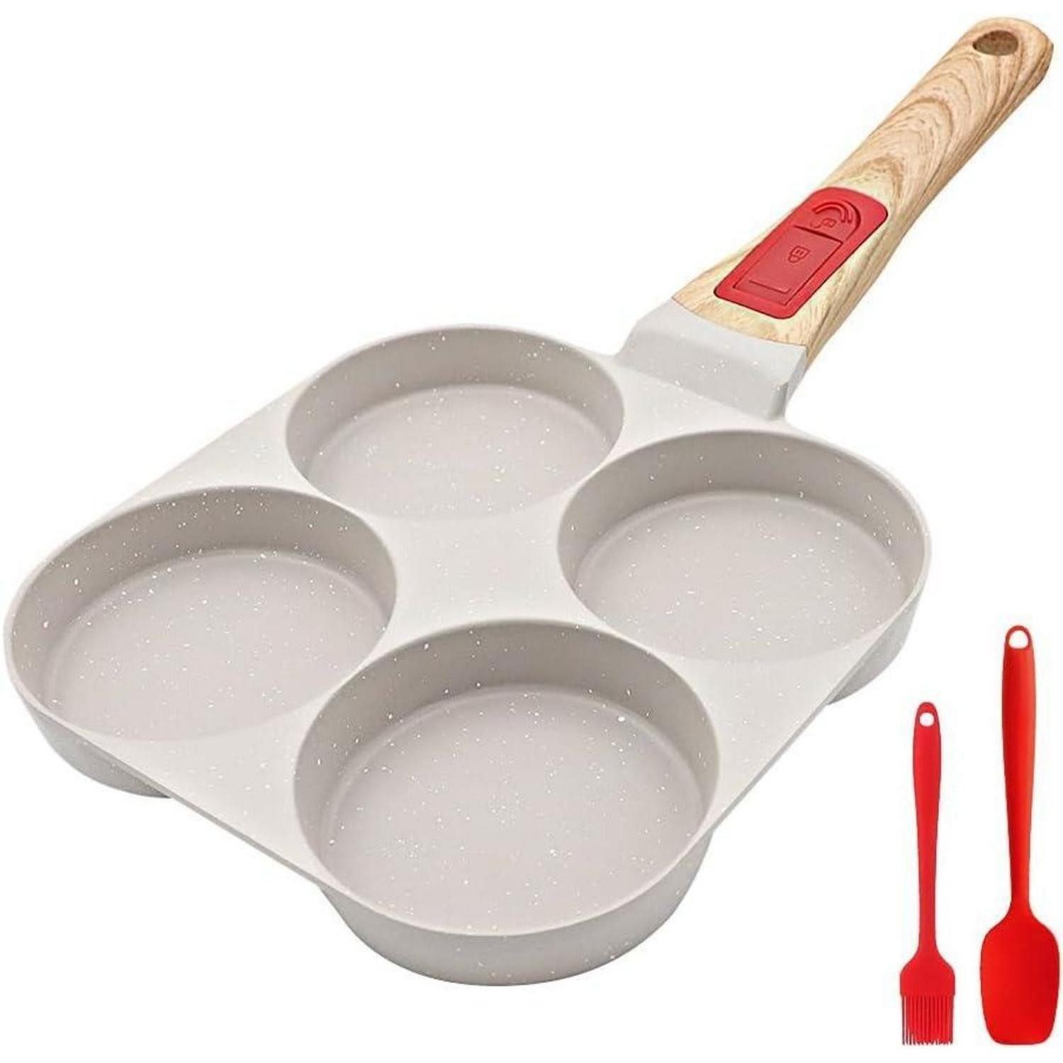 LuxusKollektion Crêpepfanne Spiegeleipfanne Induktion Antihaft 4 Loch Pancake Griff Weiß abnehmbar