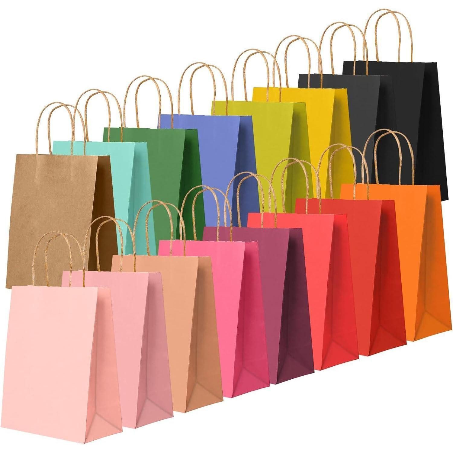 LuxusKollektion Geschenktüten Geschenktüten Kraftpapiertüten Henkel 24 Stück Morandi, (24St)