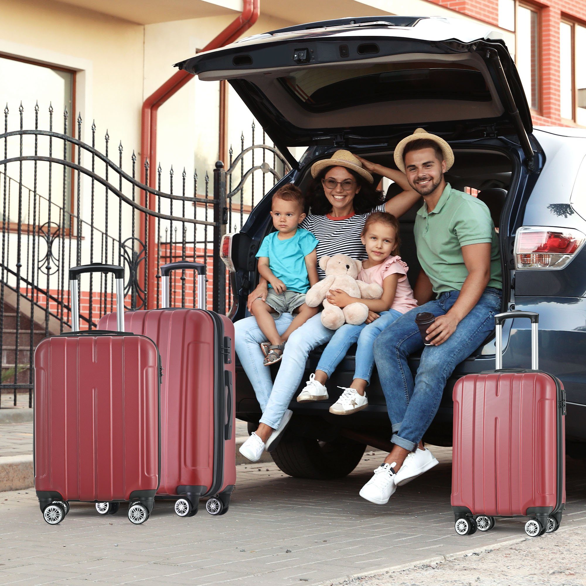Hartschalen-Trolley Hartschalen-Handgepäck, 4 Rollen, Koffer mit TSA-Schloss und Universalrad, Erweiterbar Seitengriff