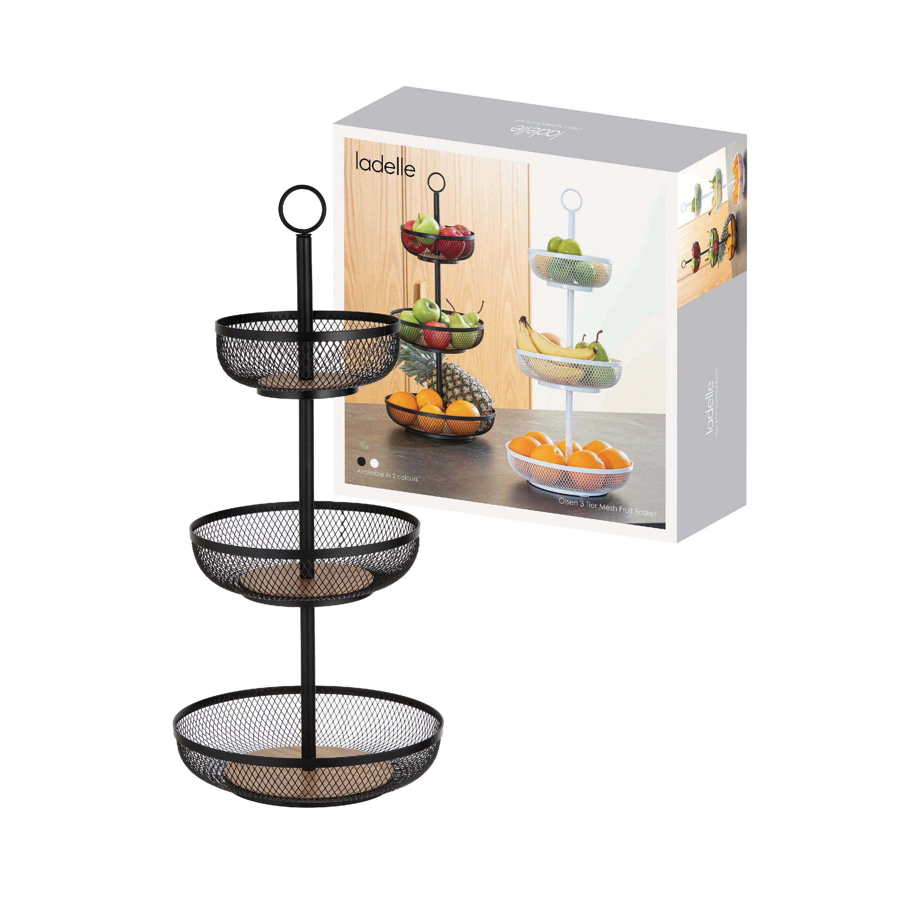 Ladelle Etagere, Eisen/Kiefer, 3 Etagen, Modern, Robust, aus Eisen und Kiefer, 31,5x31,5x54cm