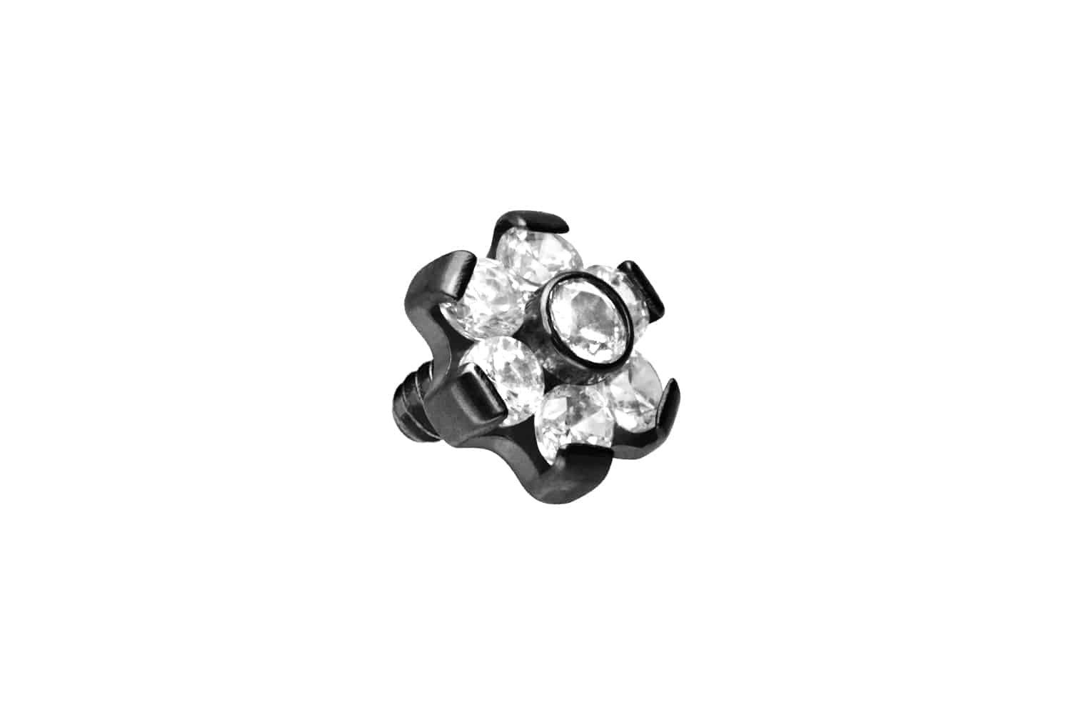 PIERCINGLINE Piercing-Set Titan Schraubaufsatz mit Außengewinde BLUME MIT 7 KRISTALLEN (Schraub-Aufsätze, 1-tlg)