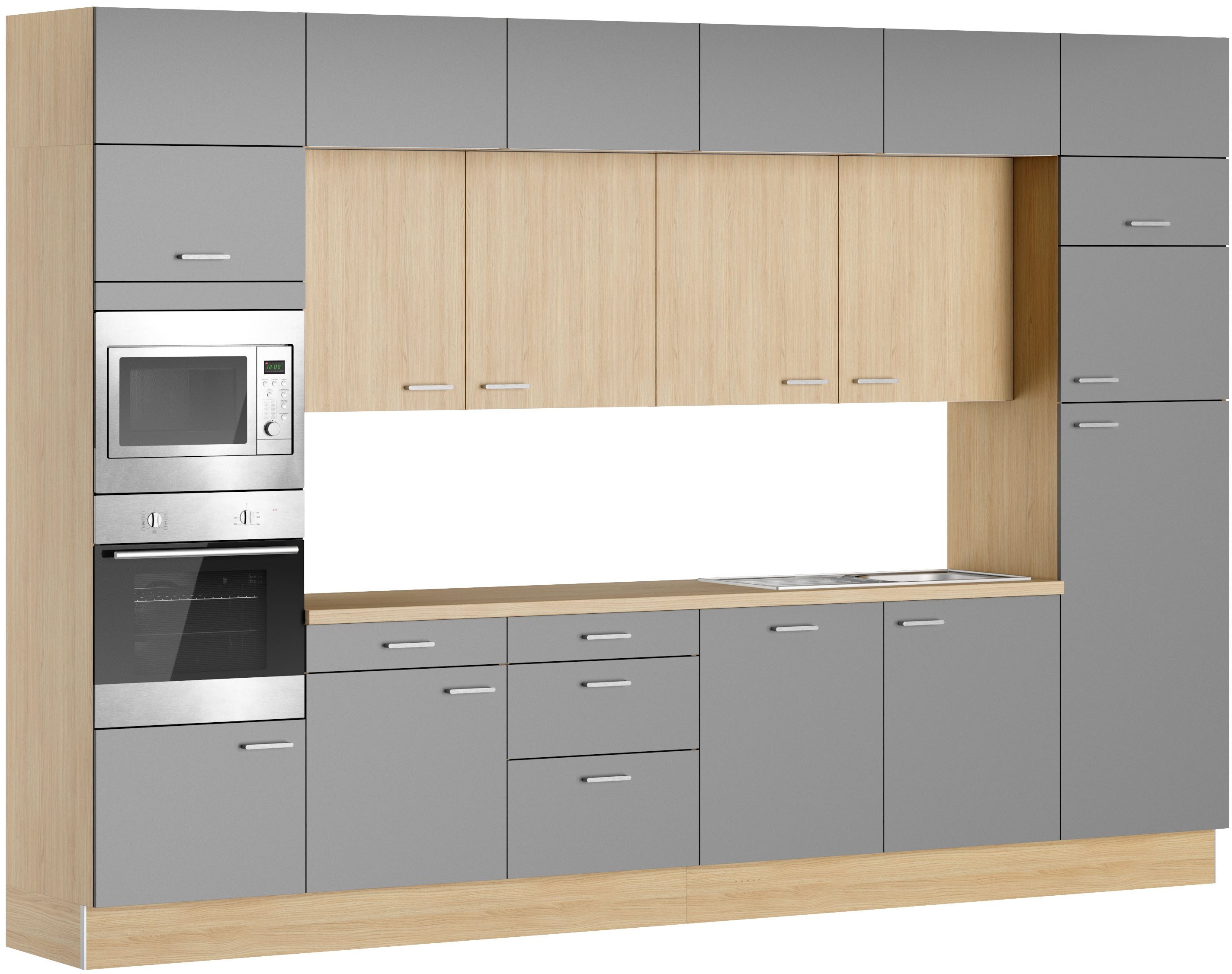 KOCHSTATION Küchenzeile KS-Lucy, Breite 360 cm, Soft-Close, inkl. Zubehör, wahlweise mit E-Geräten