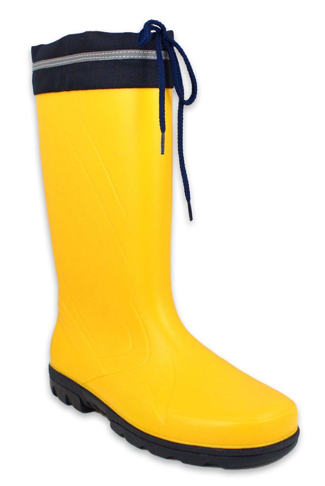 wasserdicht, (klassischer Füße) robust, Sailor für Stiefel, herausnehmbare Damen Regenstiefel Gummistiefel trockene, gelb strapazierfähig, warme Beck Einlegesohle