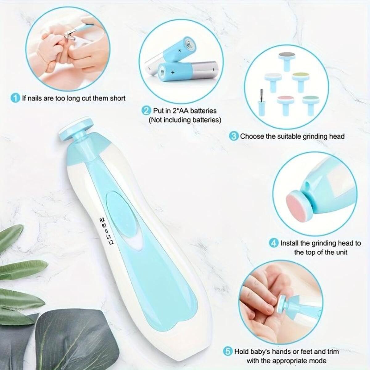 FELIXLEO Nagelknipser Elektrischer Babynageltrimmer Set 6 in 1 für Kinder Erwachsene, 1-tlg.