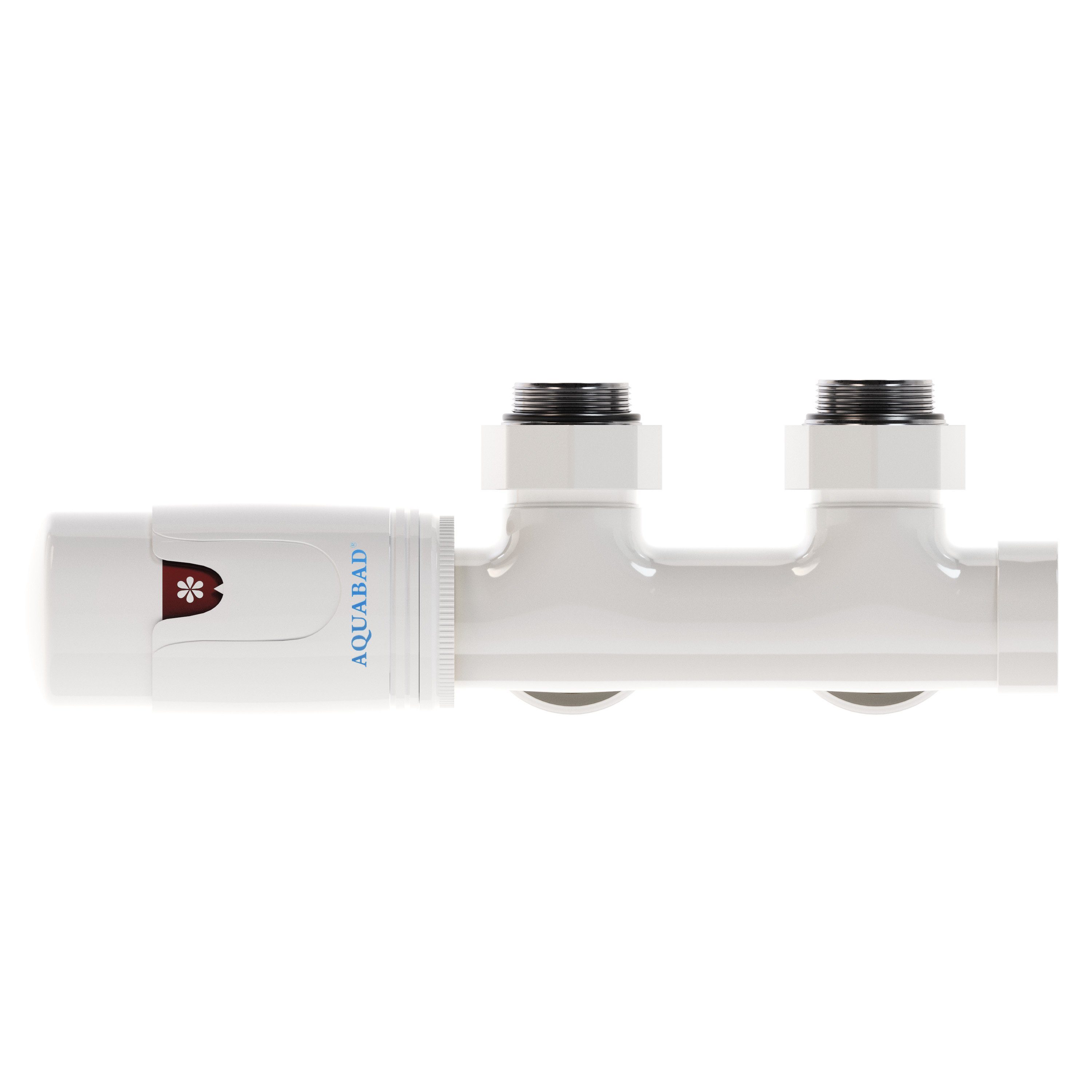 Eck Multiblock 50mm Anschlussgarnitur Weiß Heizkörperthermostat Mittelanschluss, Aquabad® -