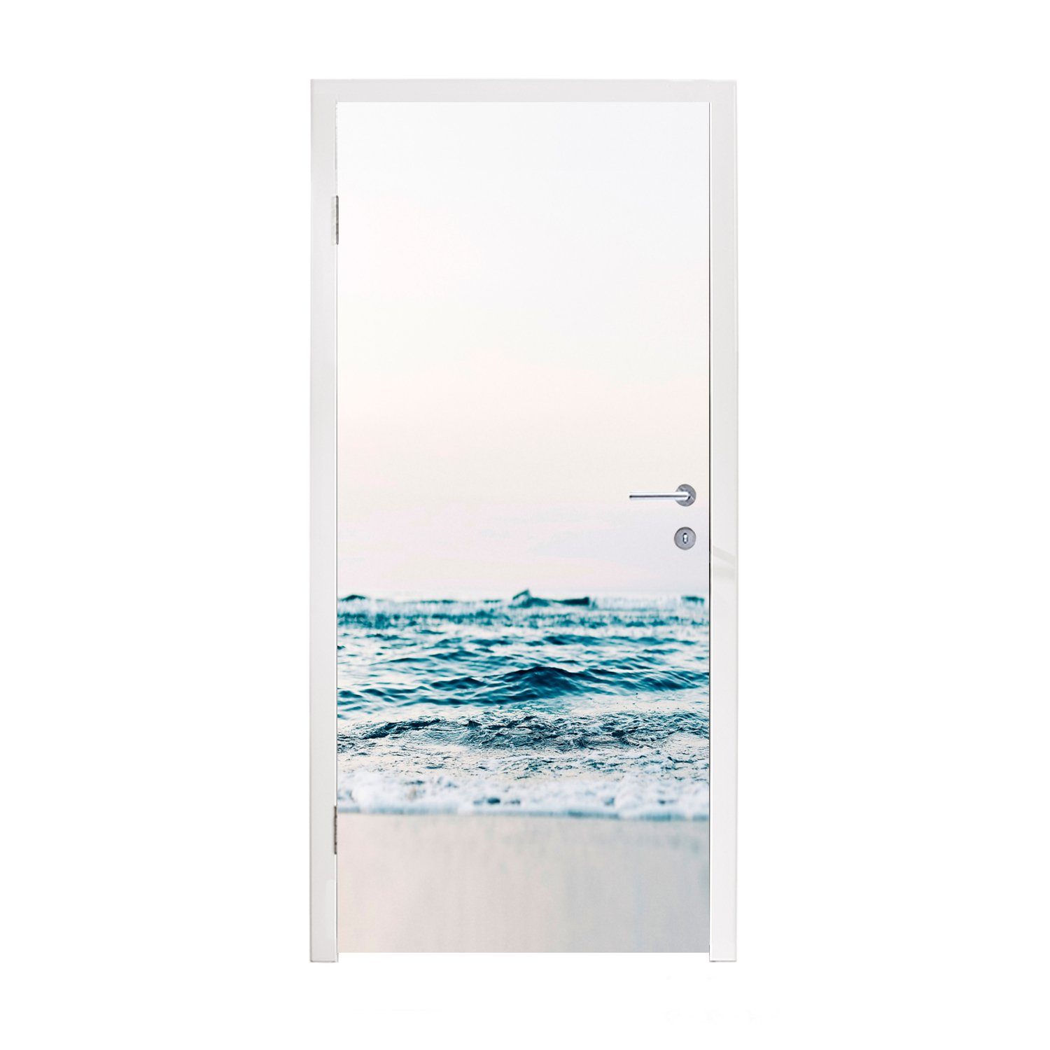 Türaufkleber, Wellen St), 75x205 für - Meer (1 Wasser cm - Matt, Strand, Tür, Türtapete MuchoWow - Natur Fototapete bedruckt, -