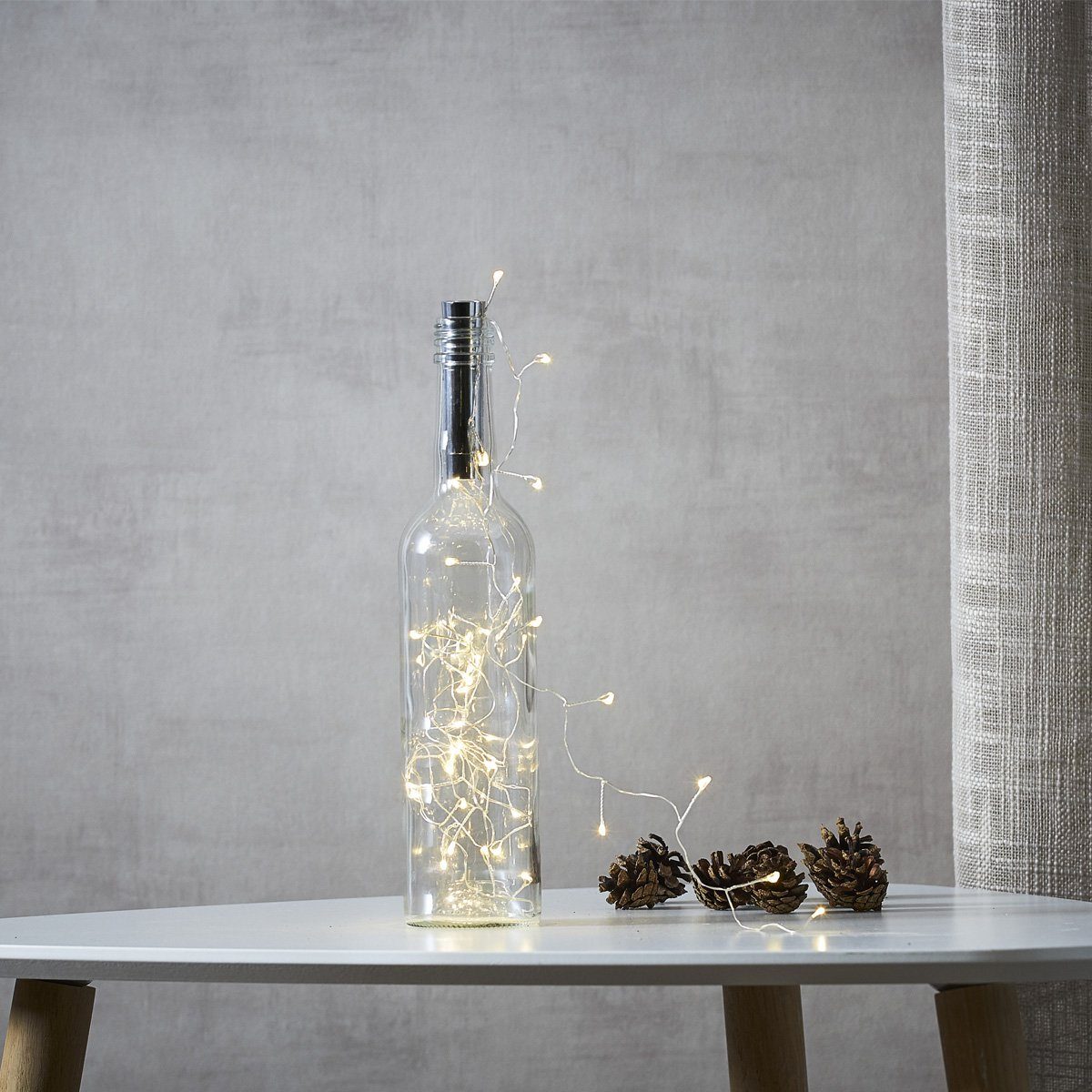 STAR TRADING LED-Lichterkette LED Drahtlichterkette für Flaschen Korken  Flaschenlicht Weinflaschen 2m silber, 40-flammig