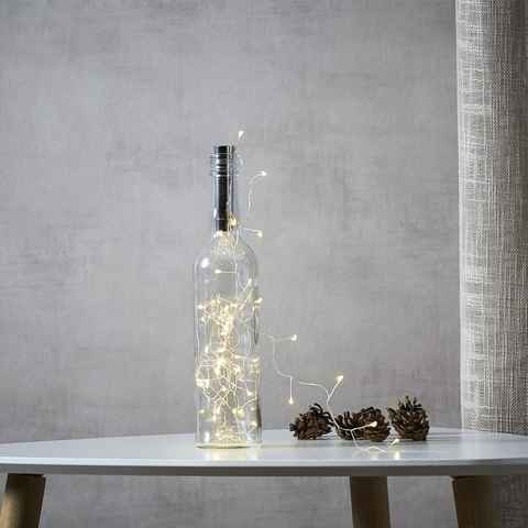 STAR TRADING LED-Lichterkette Draht für Flaschen Korken Flaschenlicht Weinflaschen 2m silber, 40-flammig